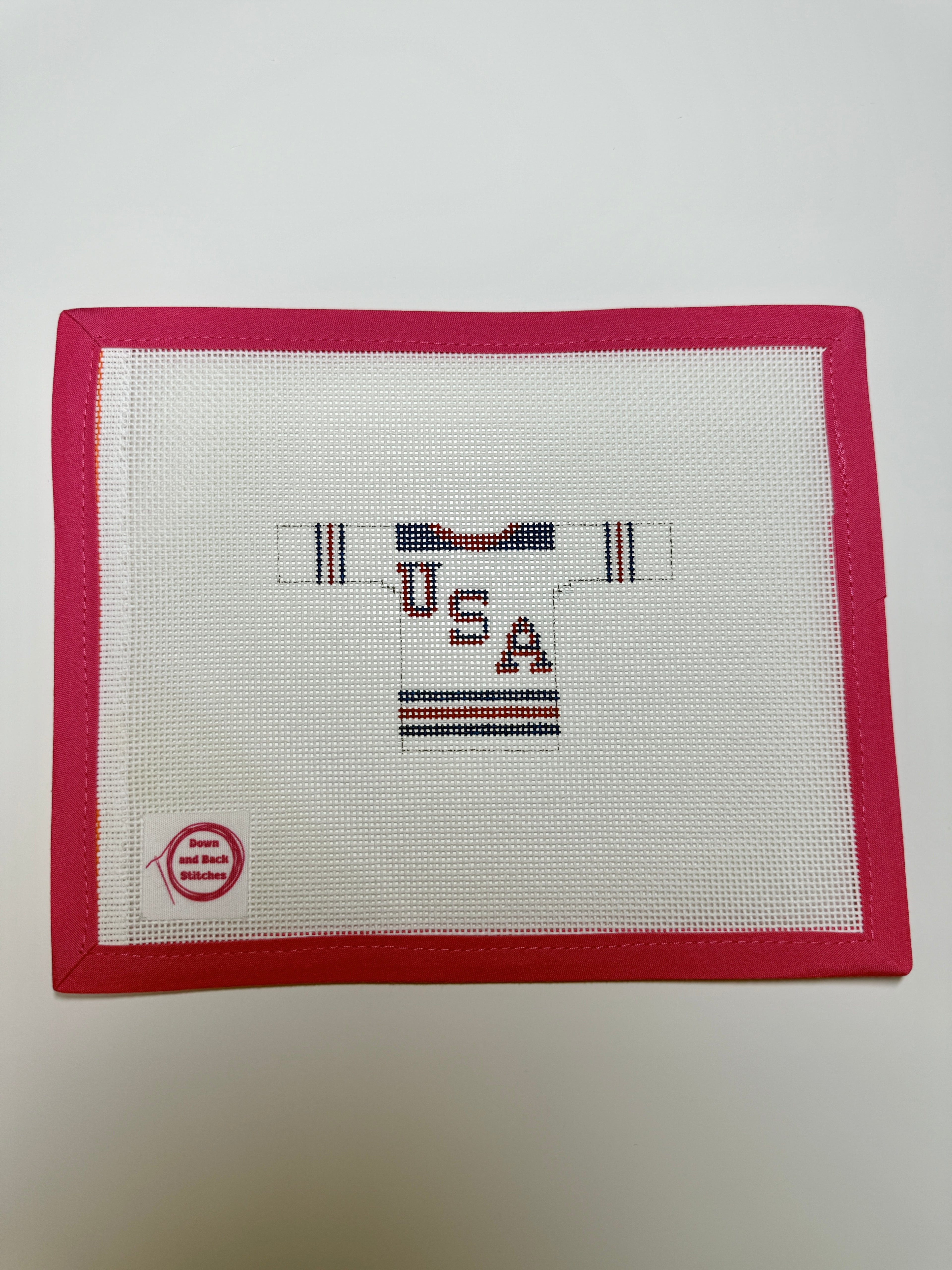 Team USA Olympic/Four Nations/IIHF Inspired Hockey Jersey Hand Painted Needlepoint Canvas