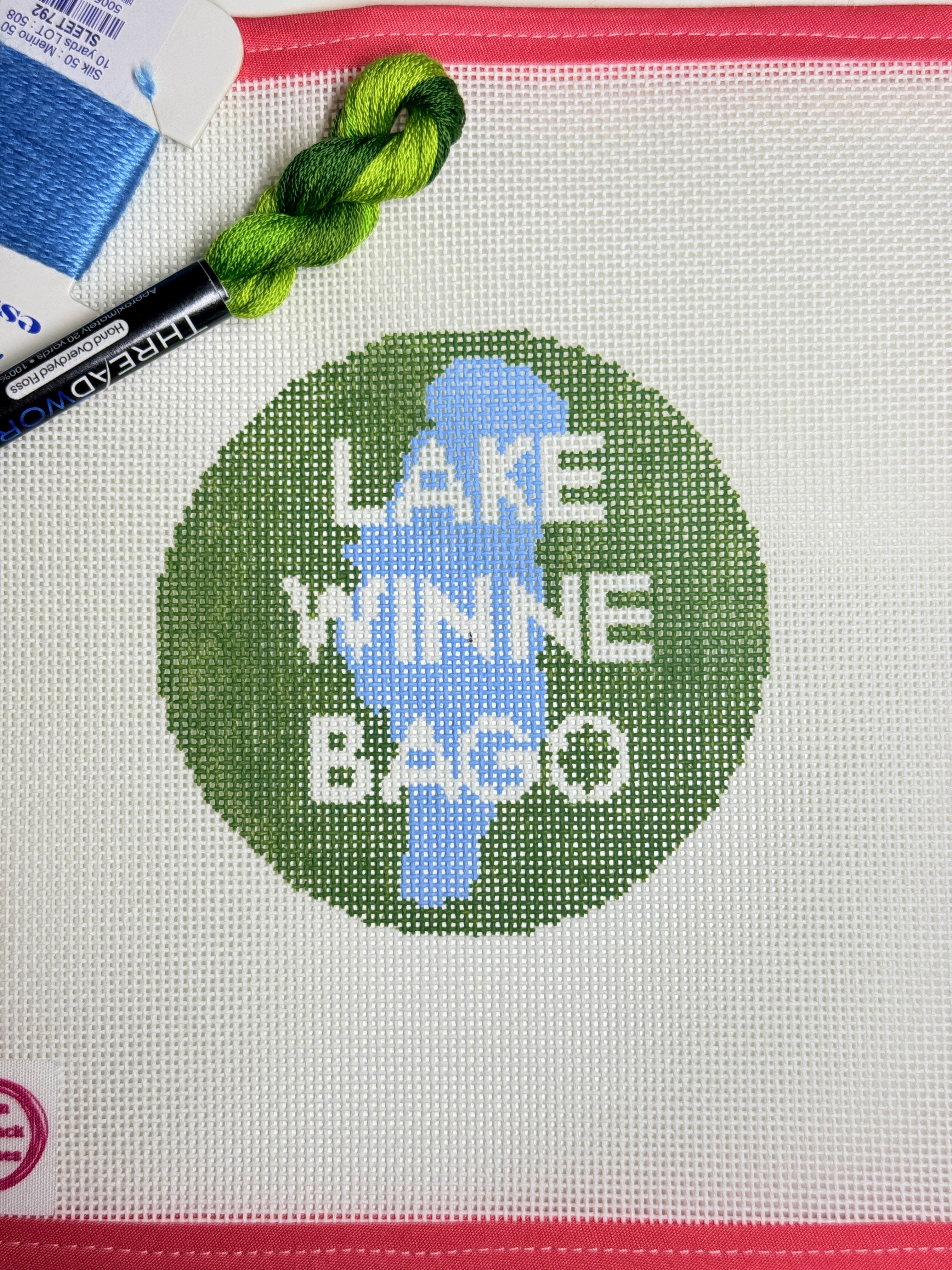 Lake Winnebago 4” Round Needlepoint Canvas