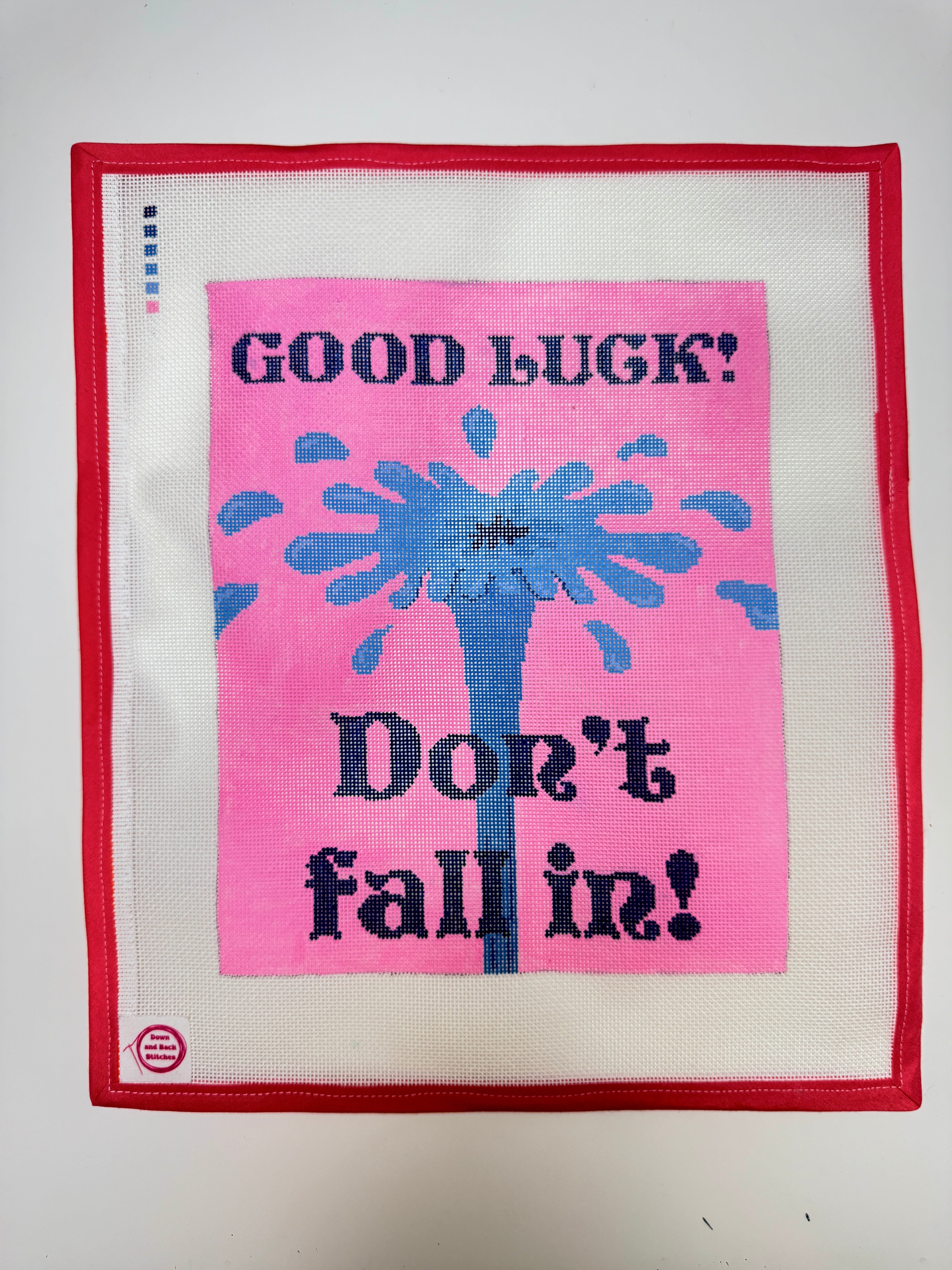 Good luck! Don’t Fall In! Needlepoint canvas
