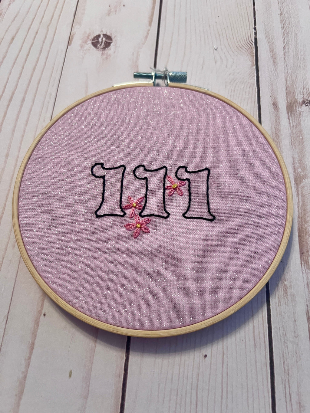 Angel Number 111 Finished Embroidery Hoop