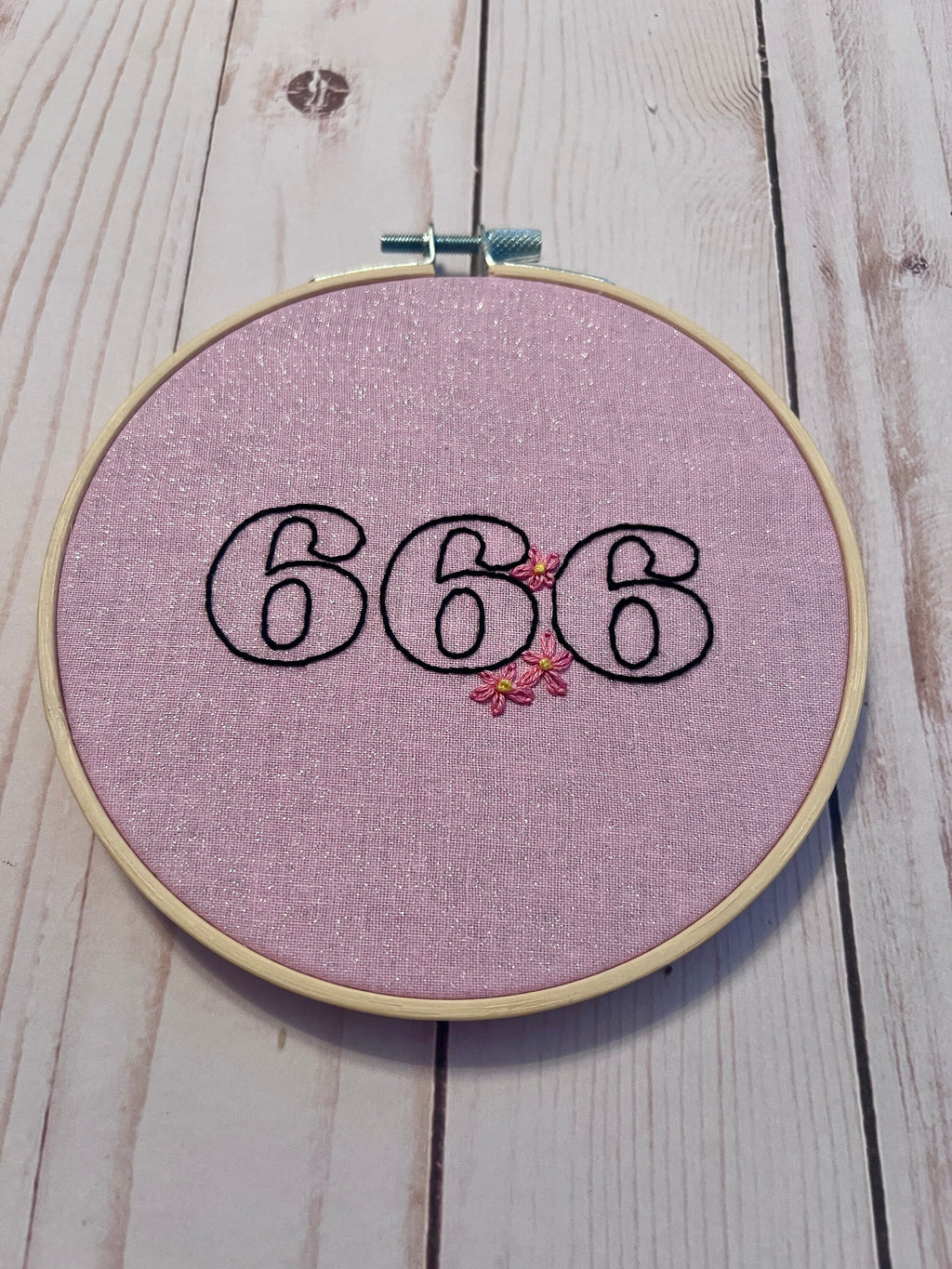 Angel Number 666 Finished Embroidery Hoop