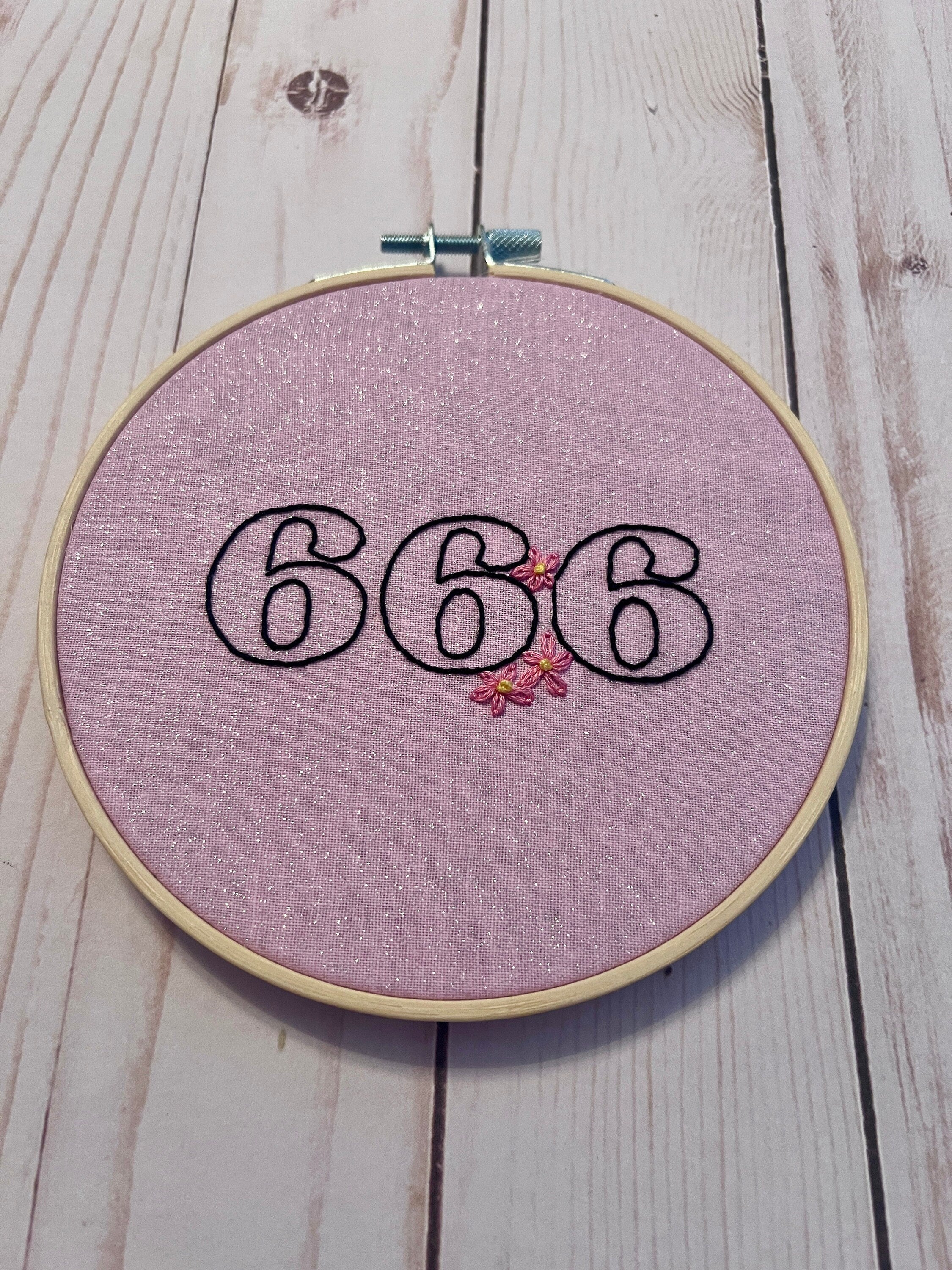 Angel Number 666 Finished Embroidery Hoop