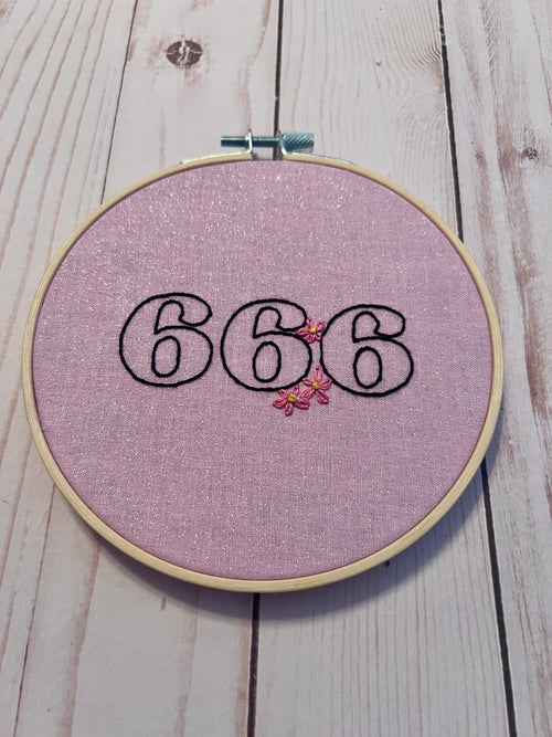 Angel Number 666 Finished Embroidery Hoop