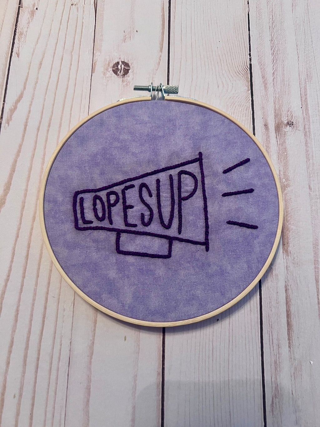 Lopes Up Megaphone Finished Embroidery - Grand Canyon University