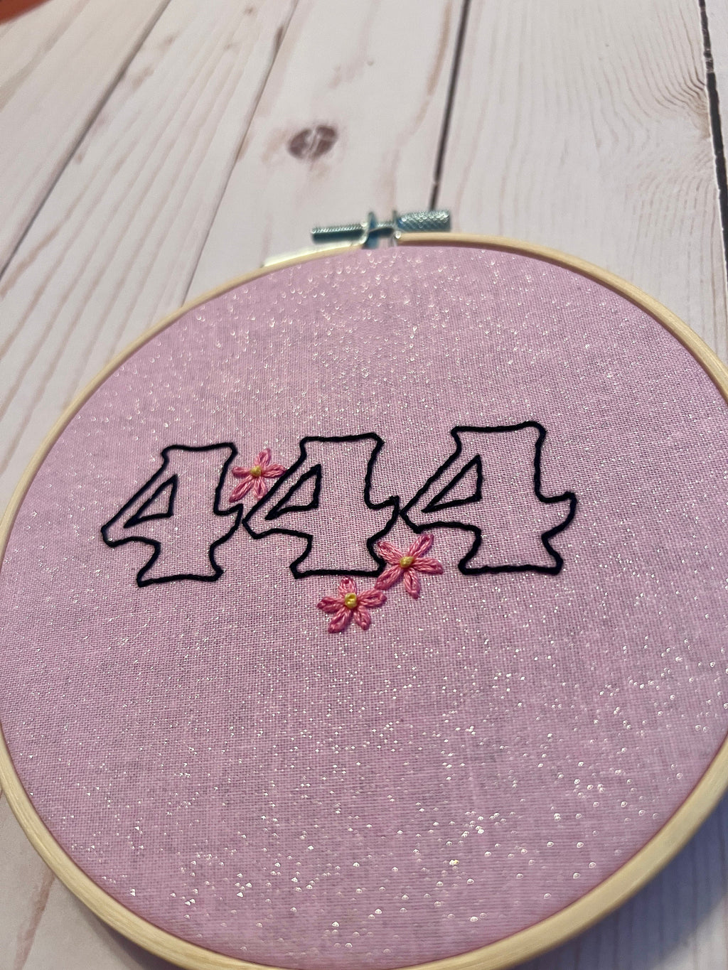 Angel Number 444 Finished Embroidery Hoop