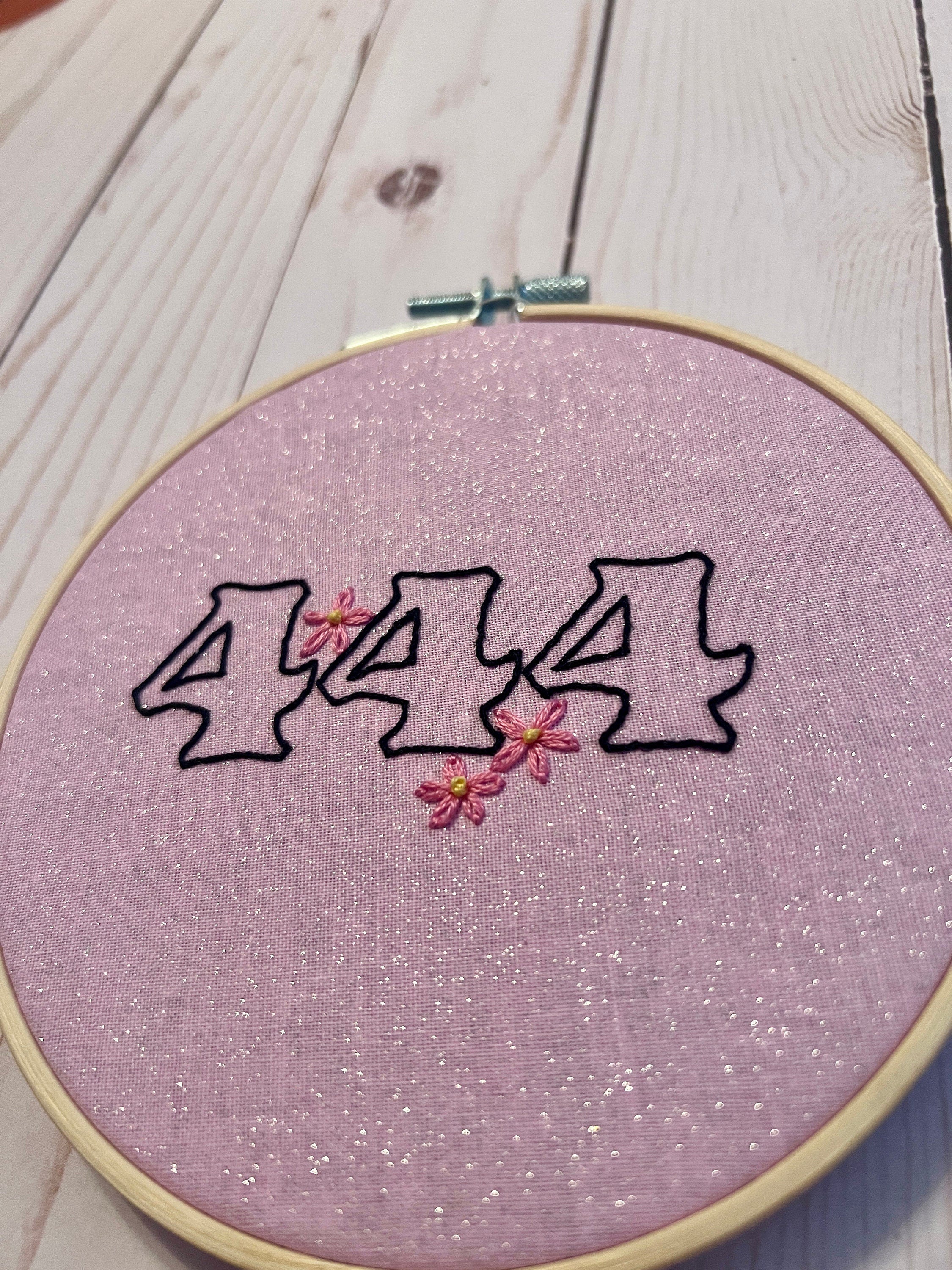 Angel Number 444 Finished Embroidery Hoop