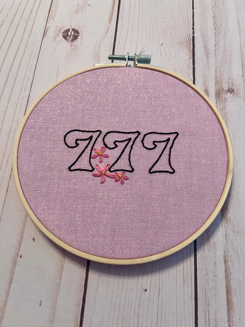 Angel Number 777 Finished Embroidery Hoop