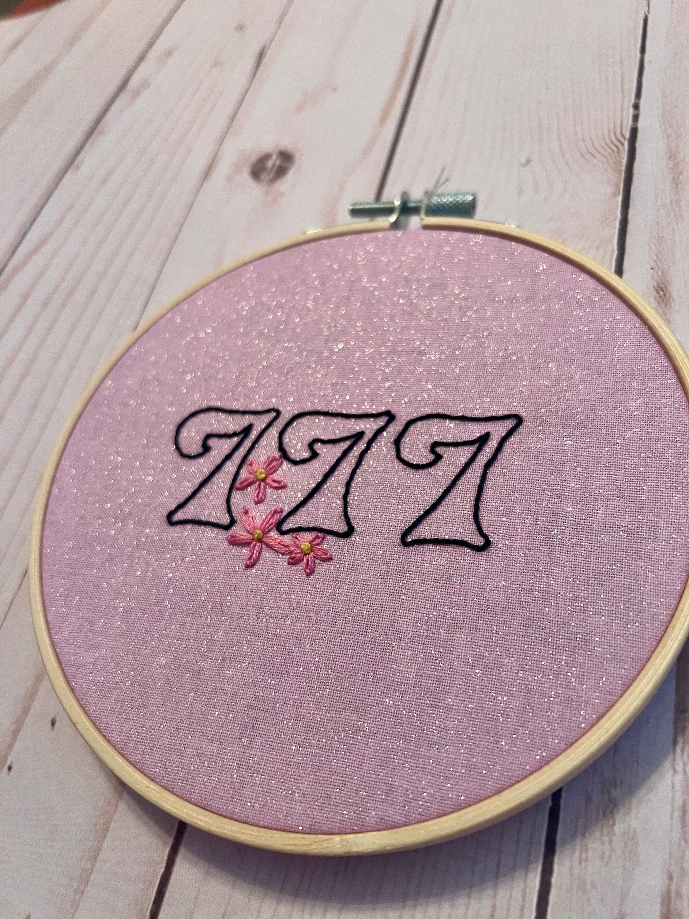 Angel Number 777 Finished Embroidery Hoop