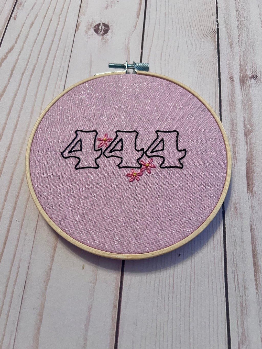 Angel Number 444 Finished Embroidery Hoop