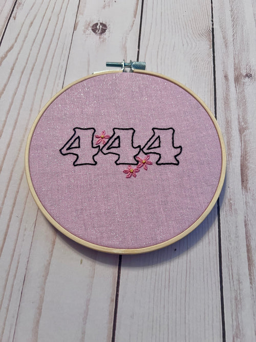 Angel Number 444 Finished Embroidery Hoop