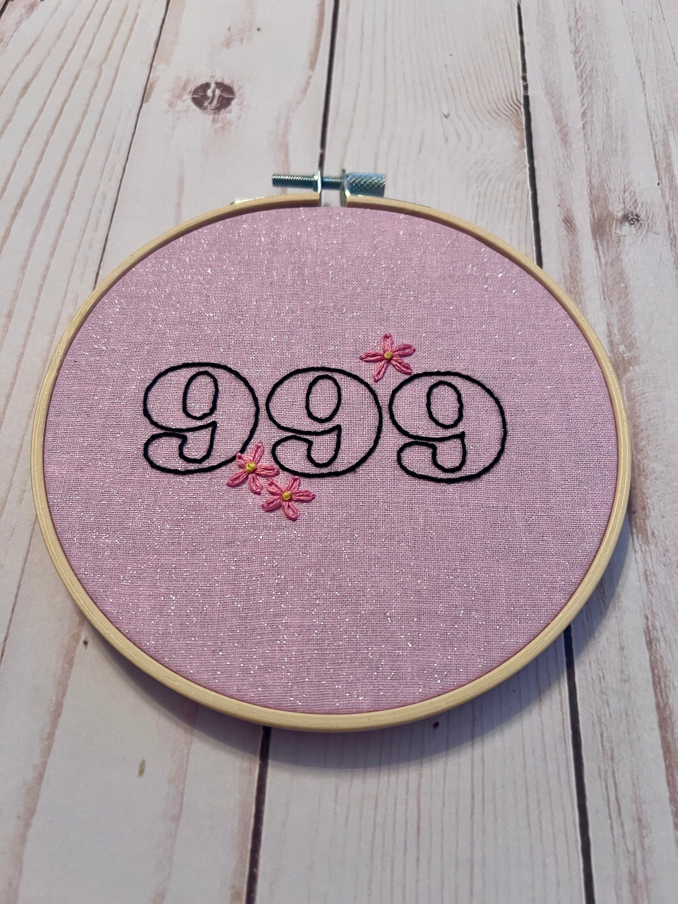 Angel Number 999 Finished Embroidery Hoop