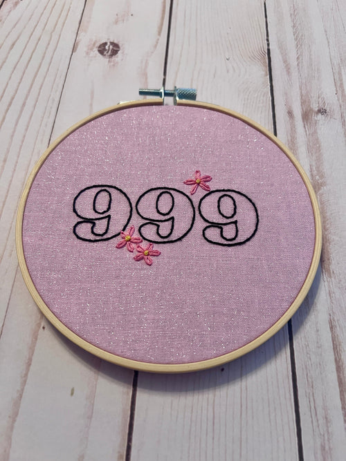 Angel Number 999 Finished Embroidery Hoop