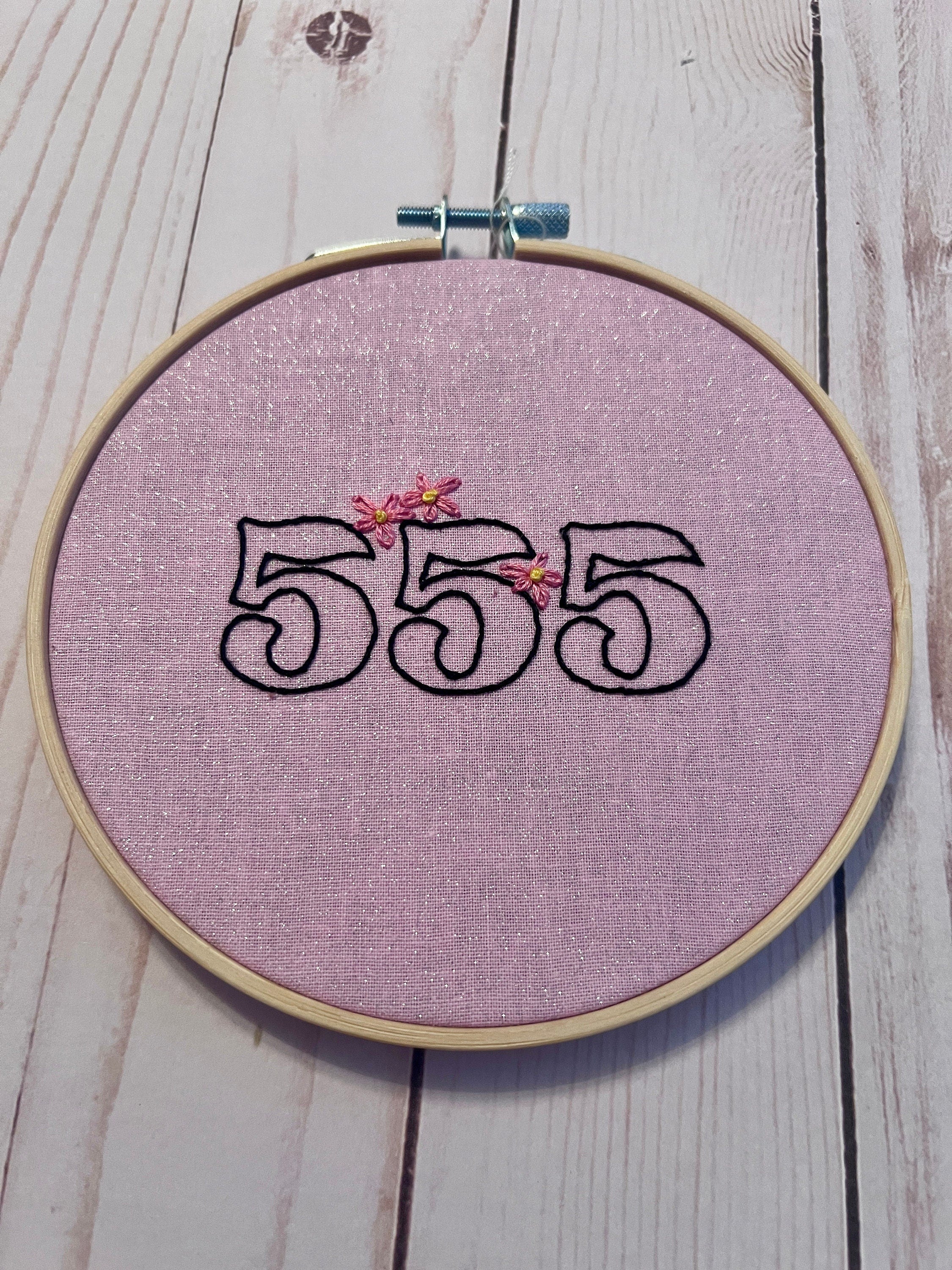 Angel Number 555 Finished Embroidery Hoop