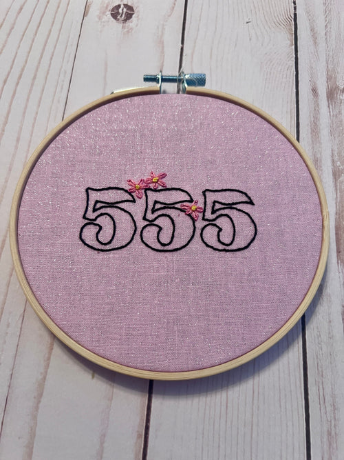 Angel Number 555 Finished Embroidery Hoop