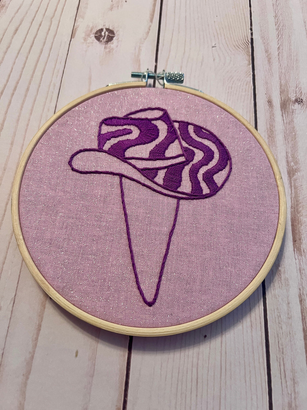 Purple Groovy Cowboy Hat Finished Embroidery