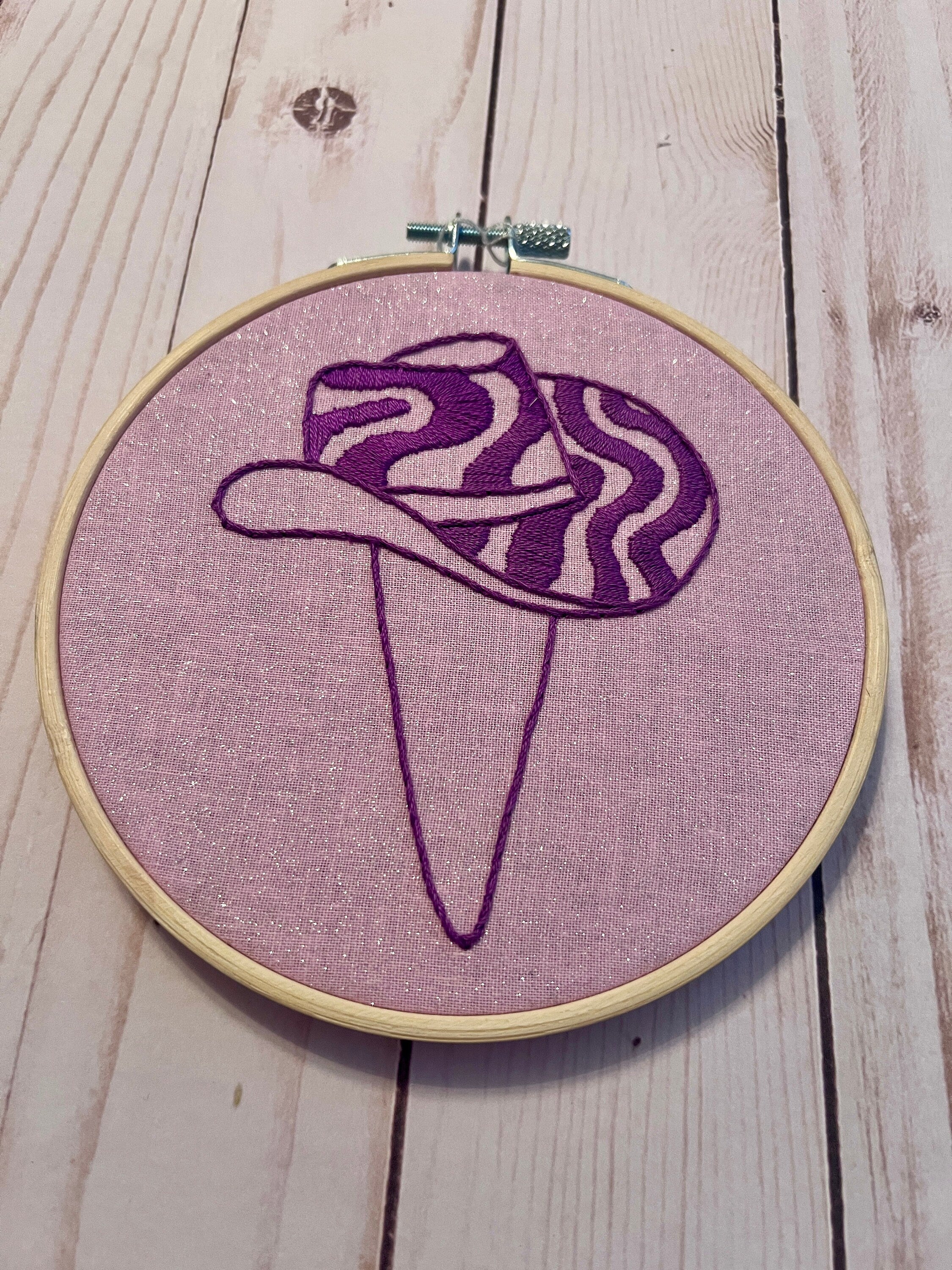Purple Groovy Cowboy Hat Finished Embroidery