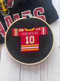 Calgary Flames Inspired Hockey Jersey Finished Cross Stitch