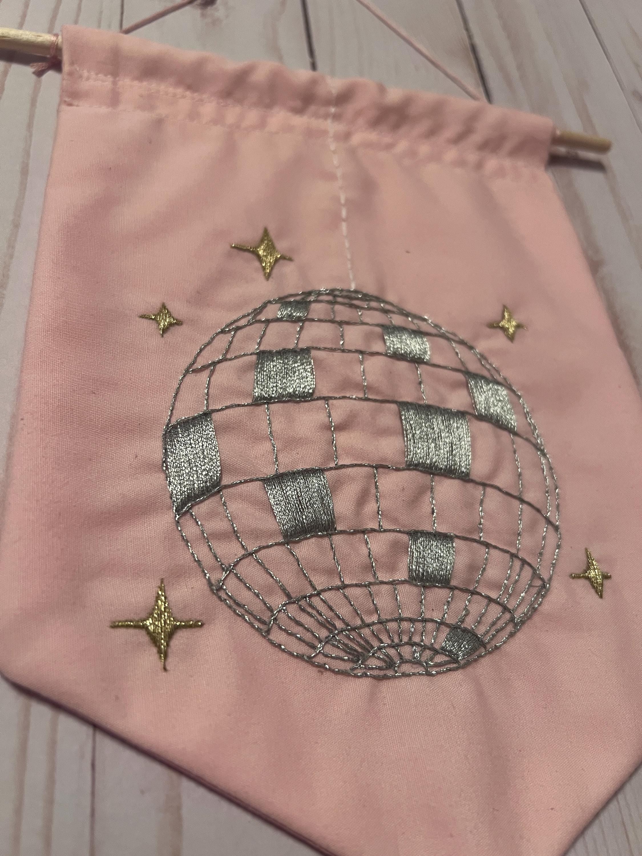Mirrorball Metallic Disco Ball Embroidered Wall Hanging