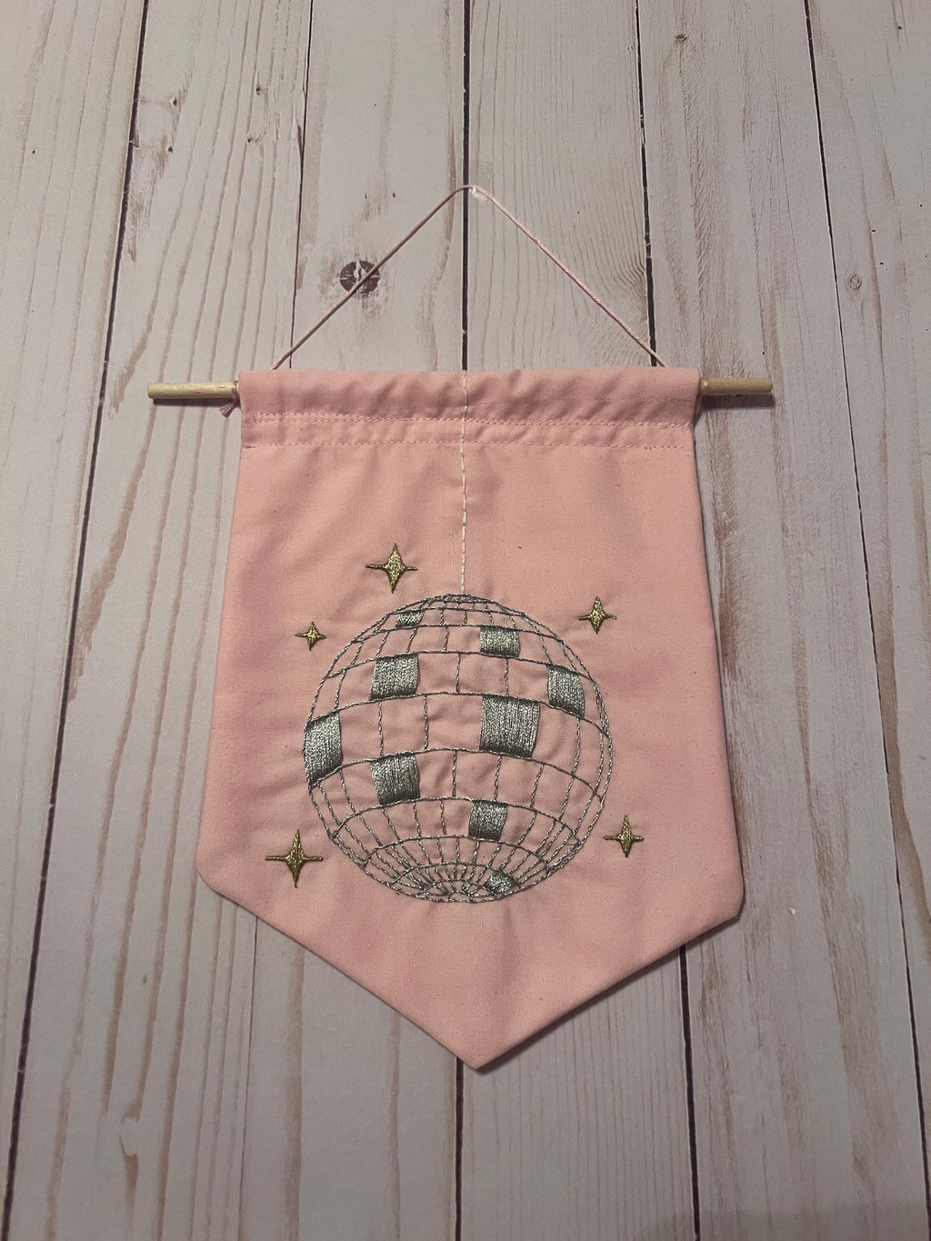 Mirrorball Metallic Disco Ball Embroidered Wall Hanging