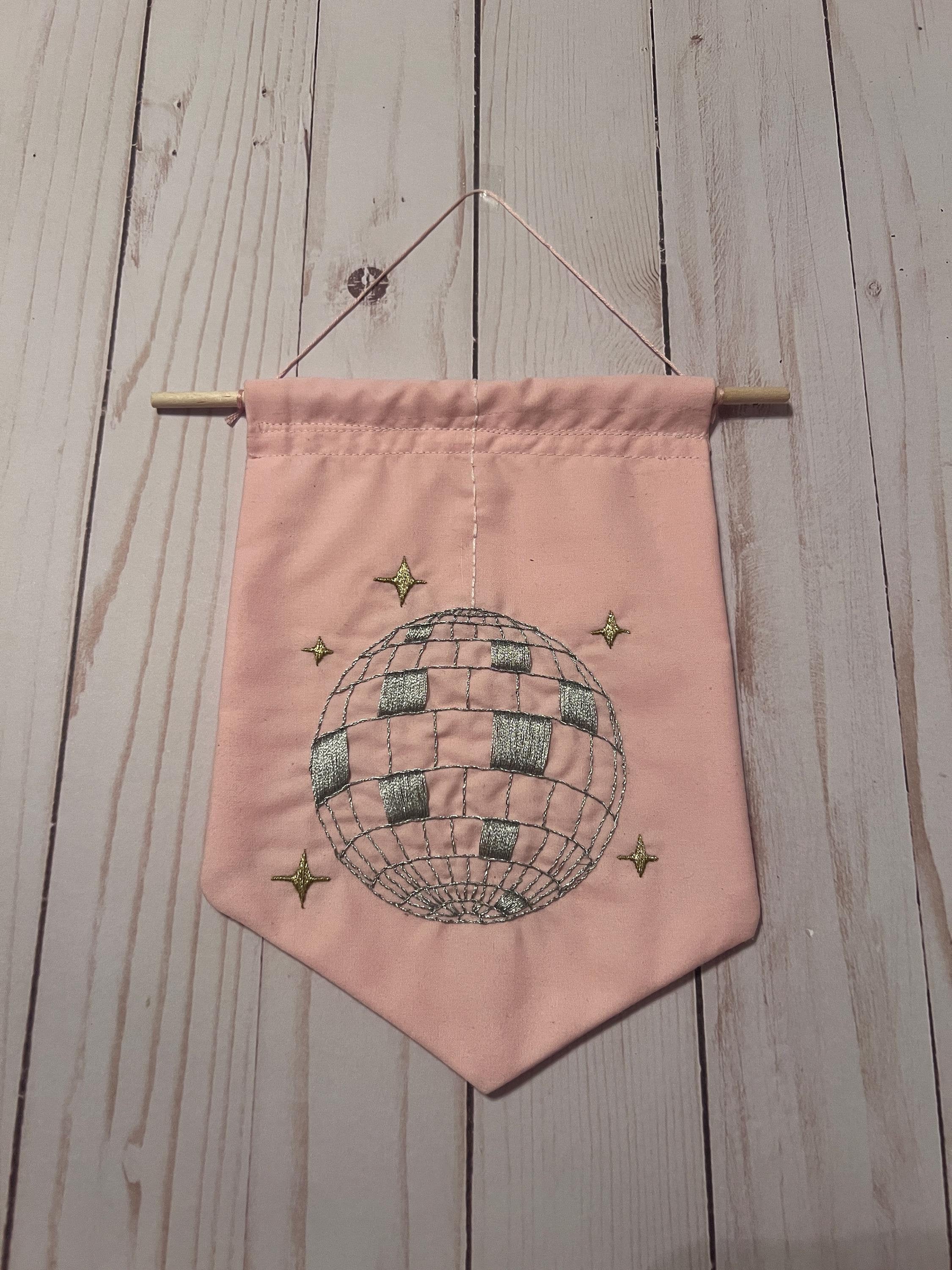 Mirrorball Metallic Disco Ball Embroidered Wall Hanging