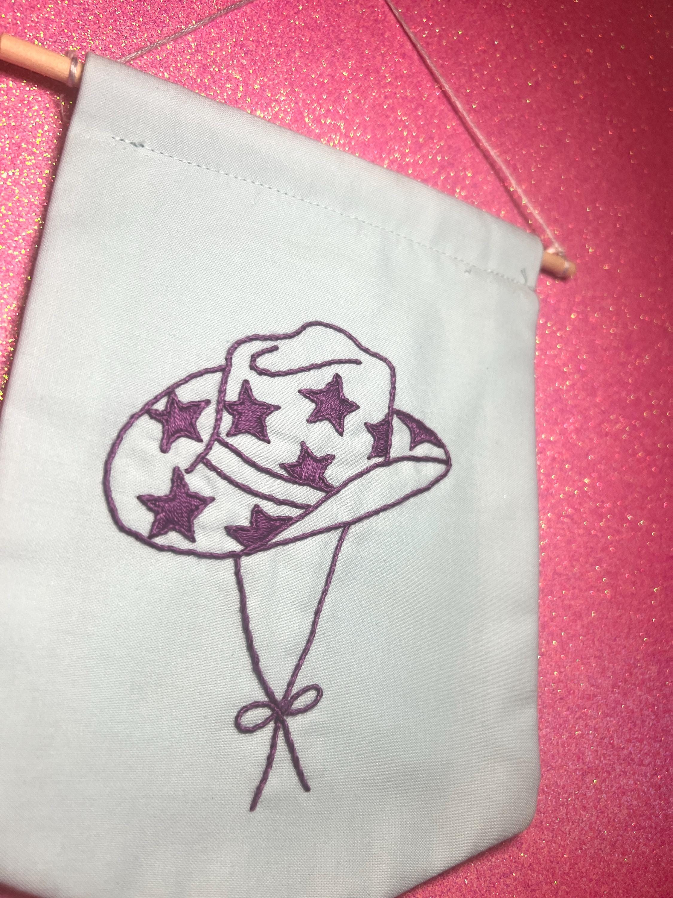 Purple Star Cowboy Hat Finished Embroidered Wall Hanging