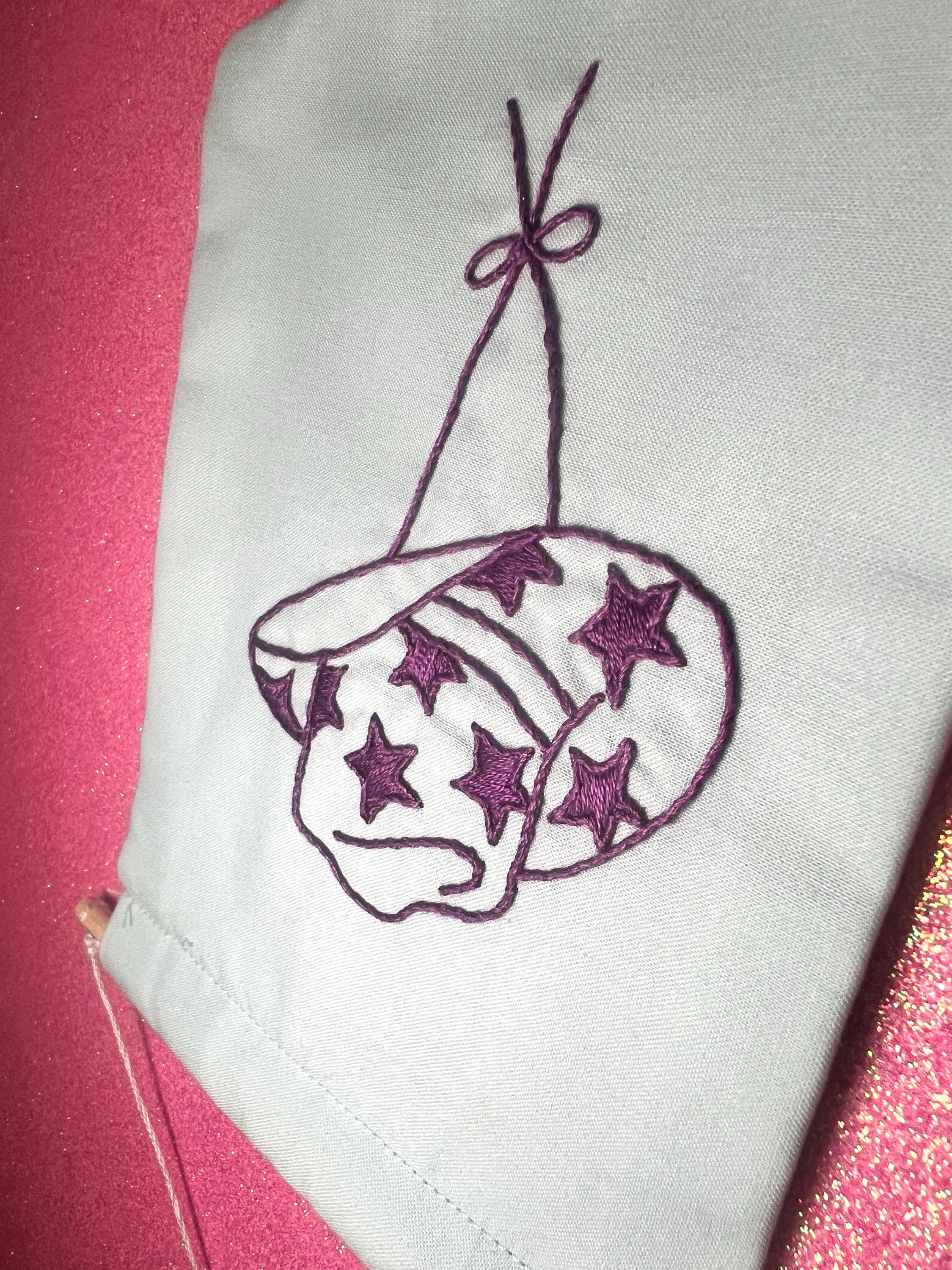 Purple Star Cowboy Hat Finished Embroidered Wall Hanging