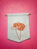 Orange Groovy Cowboy Hat Finished Embroidered Wall Hanging