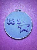Be a Star Finished Embroidery Hoop on Purple Fabric