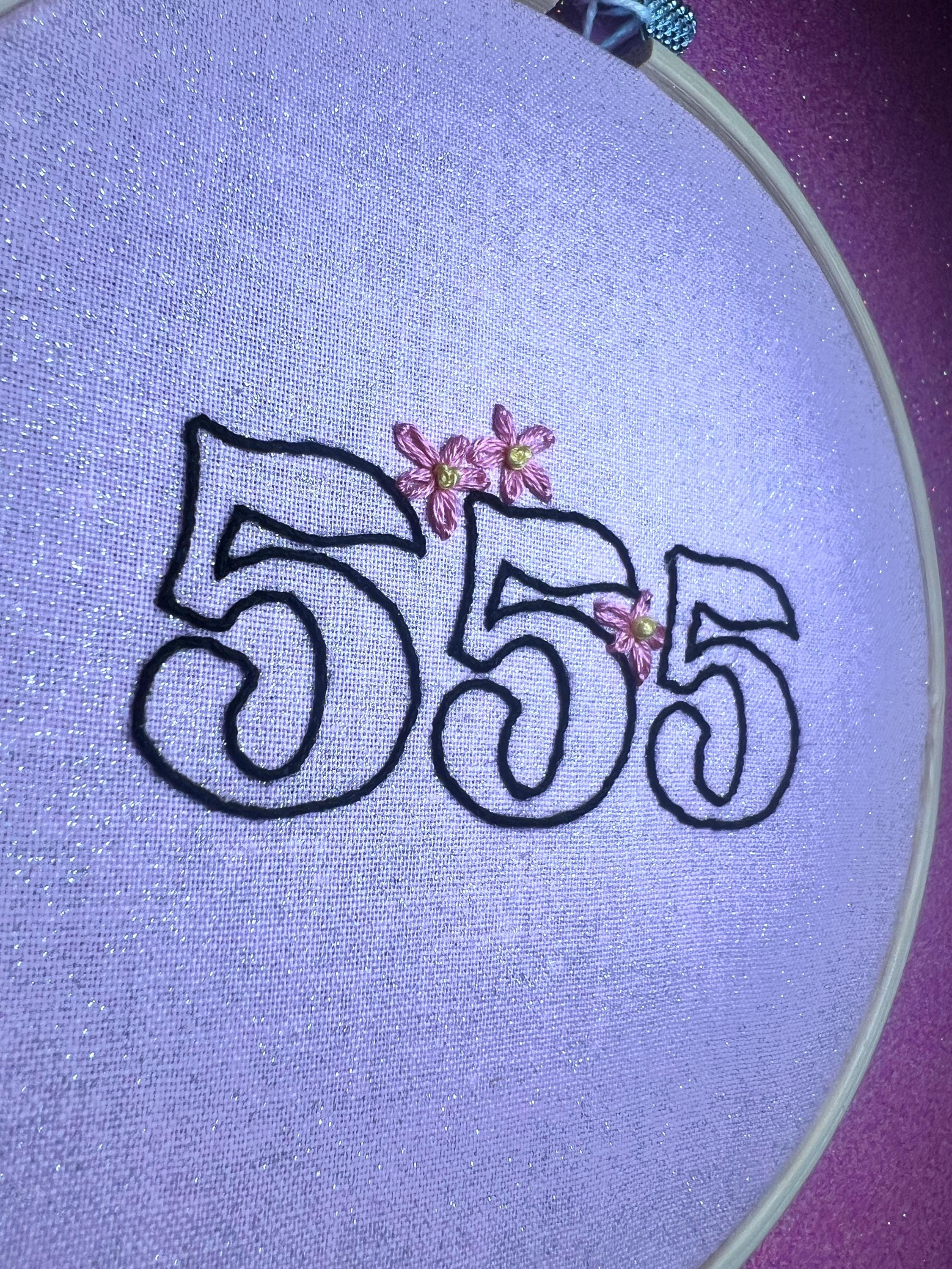 Angel Number 555 Finished Embroidery Hoop
