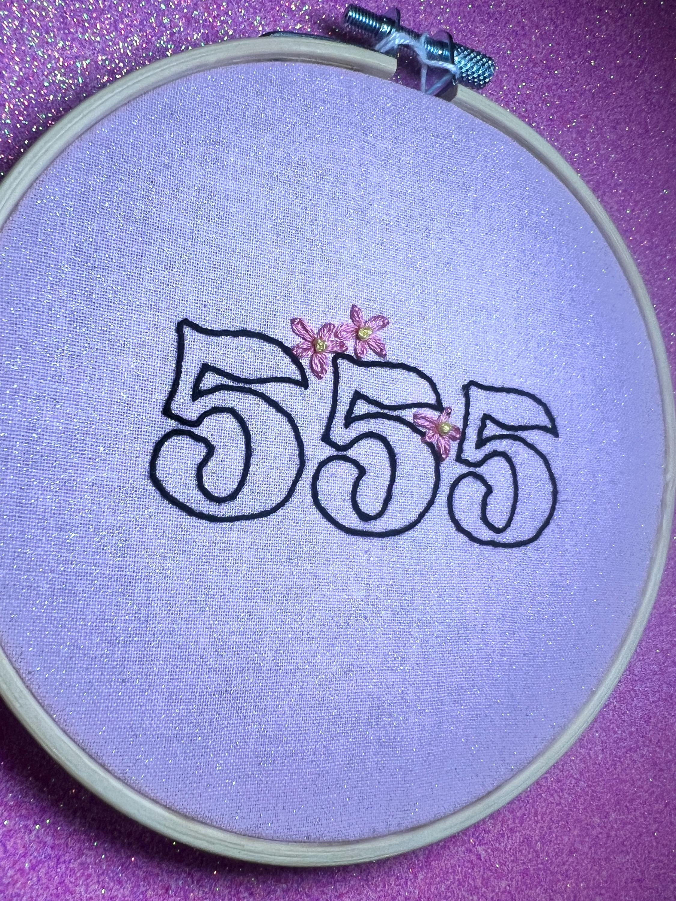 Angel Number 555 Finished Embroidery Hoop