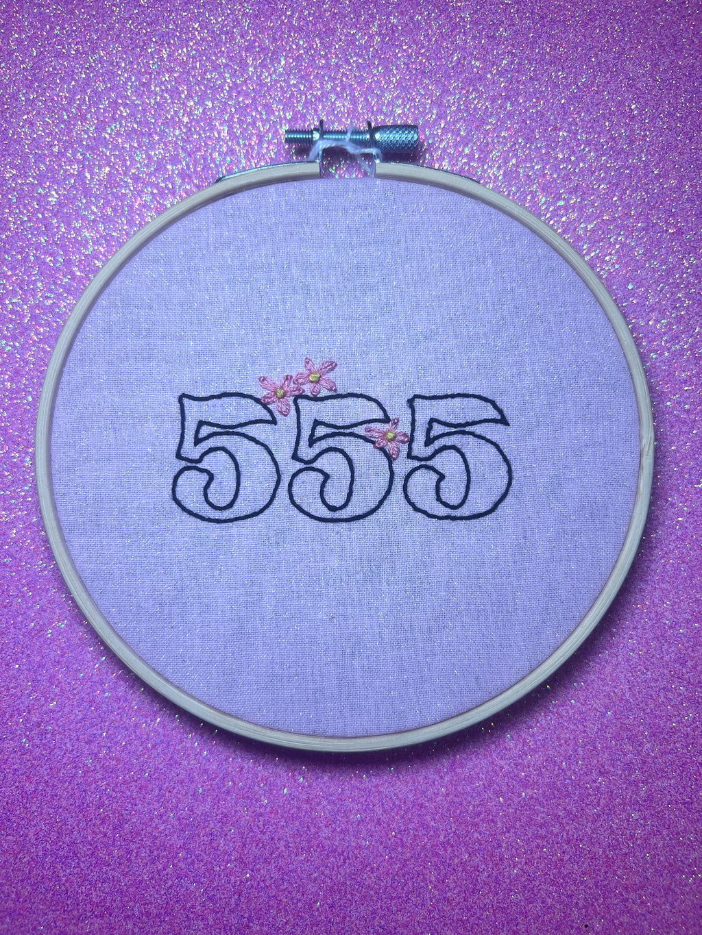 Angel Number 555 Finished Embroidery Hoop