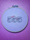 Angel Number 555 Finished Embroidery Hoop
