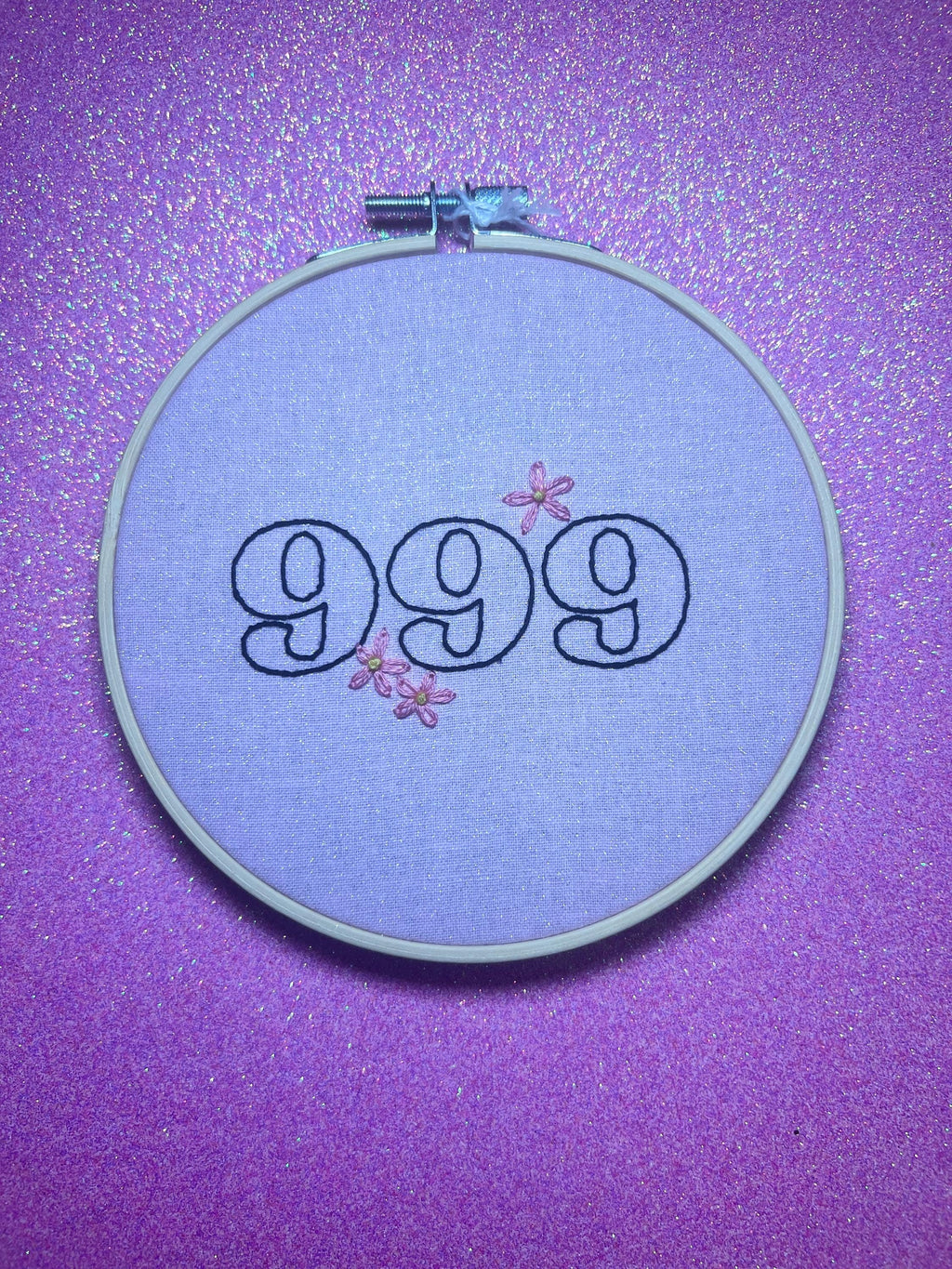Angel Number 999 Finished Embroidery Hoop