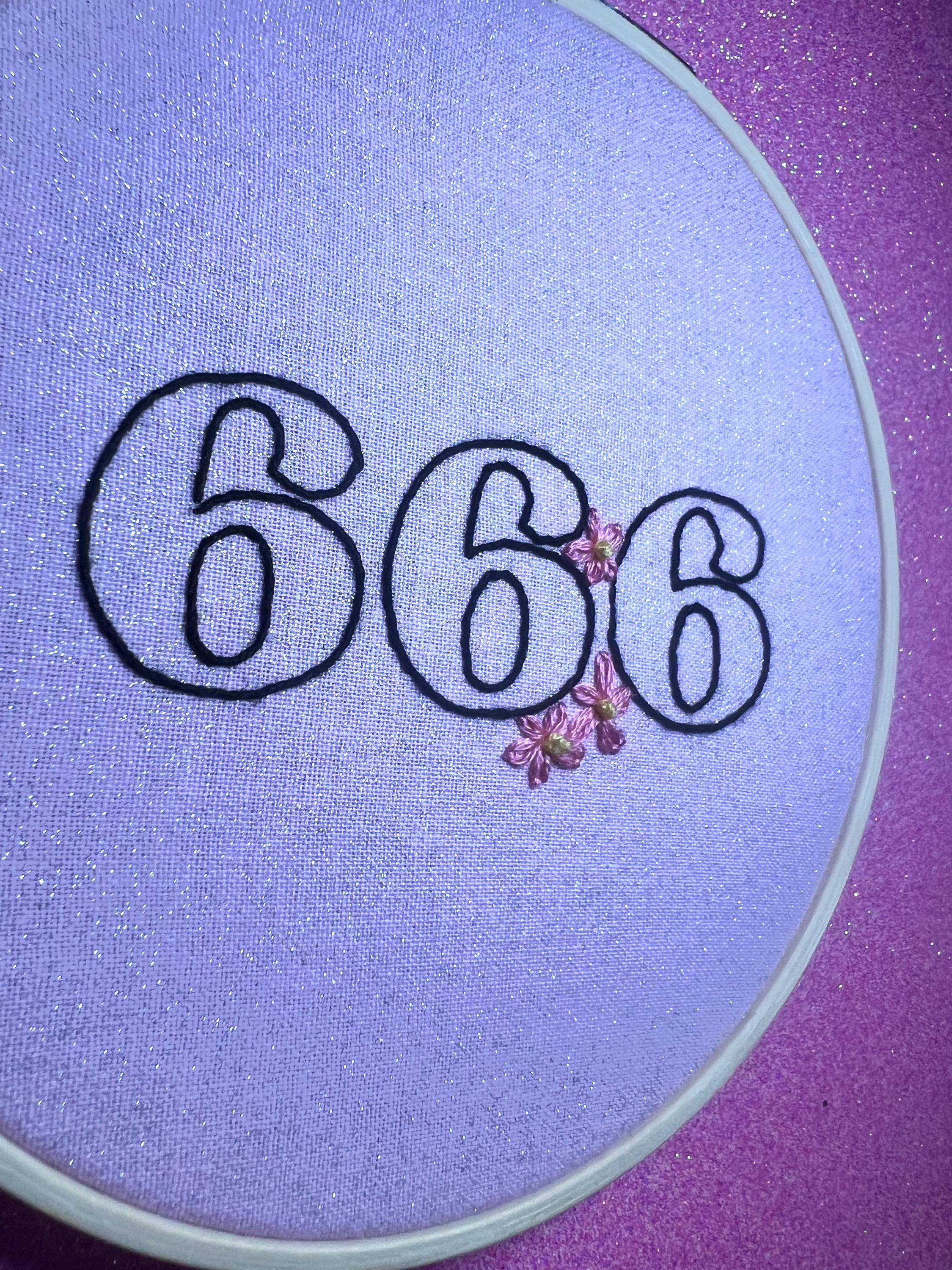 Angel Number 666 Finished Embroidery Hoop