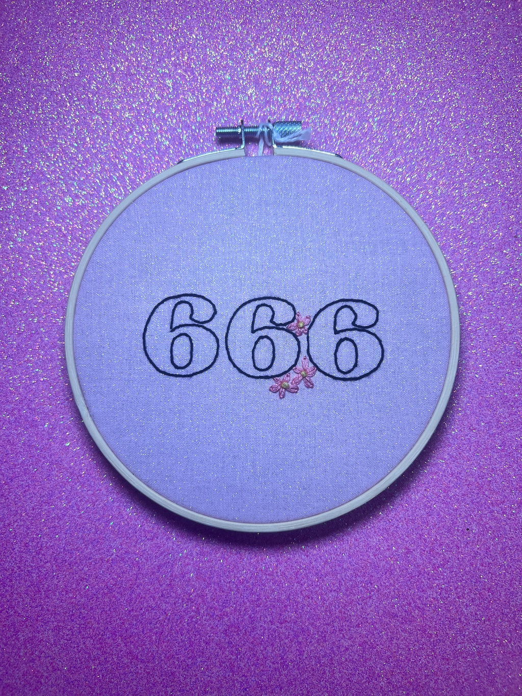 Angel Number 666 Finished Embroidery Hoop
