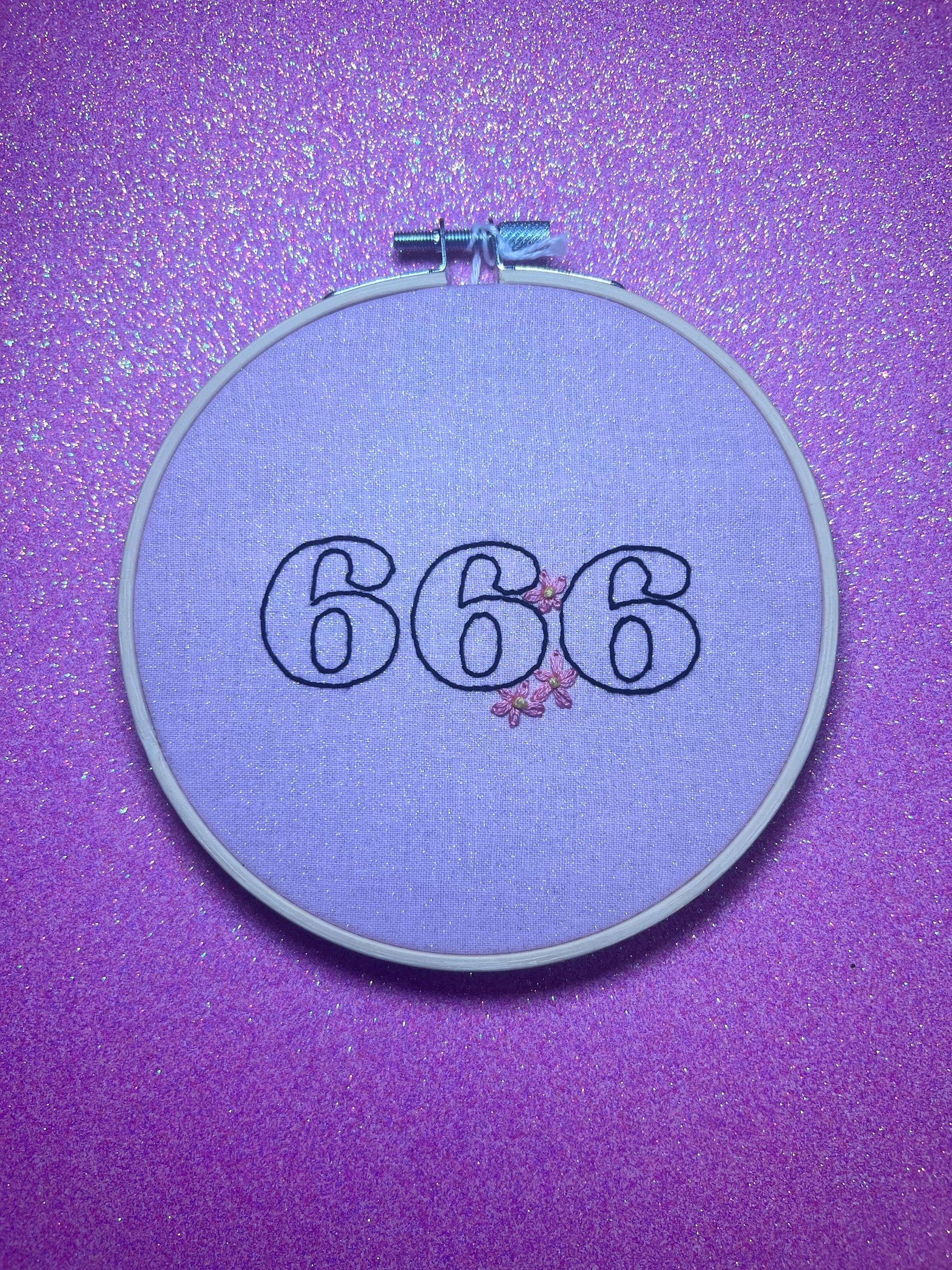 Angel Number 666 Finished Embroidery Hoop