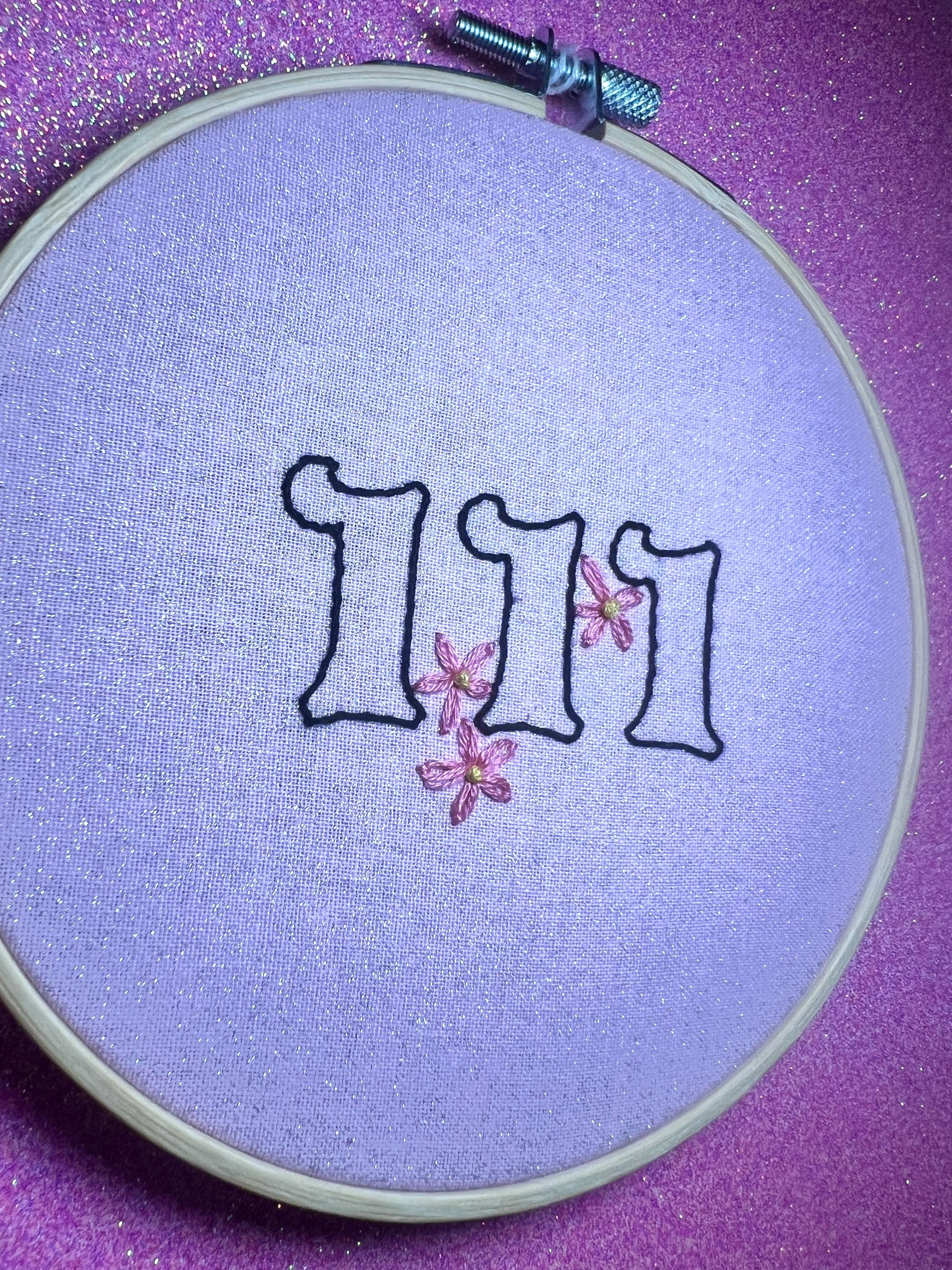 Angel Number 111 Finished Embroidery Hoop