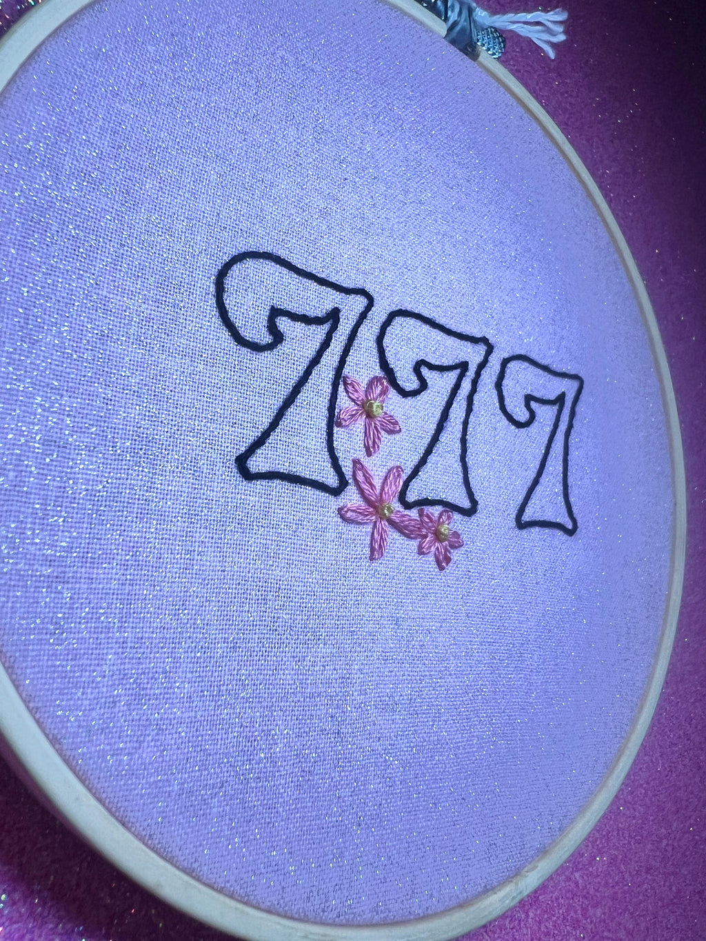 Angel Number 777 Finished Embroidery Hoop