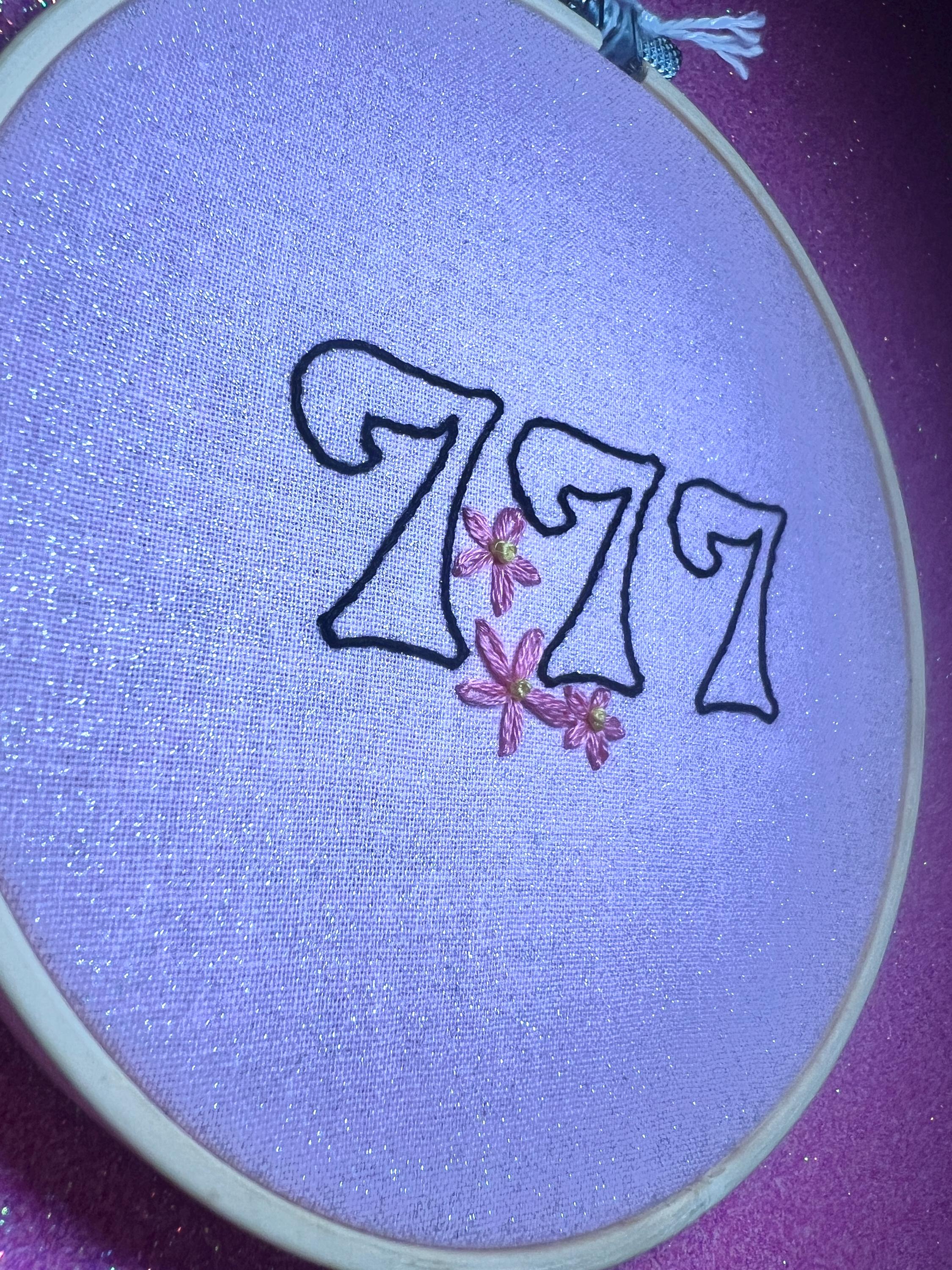 Angel Number 777 Finished Embroidery Hoop