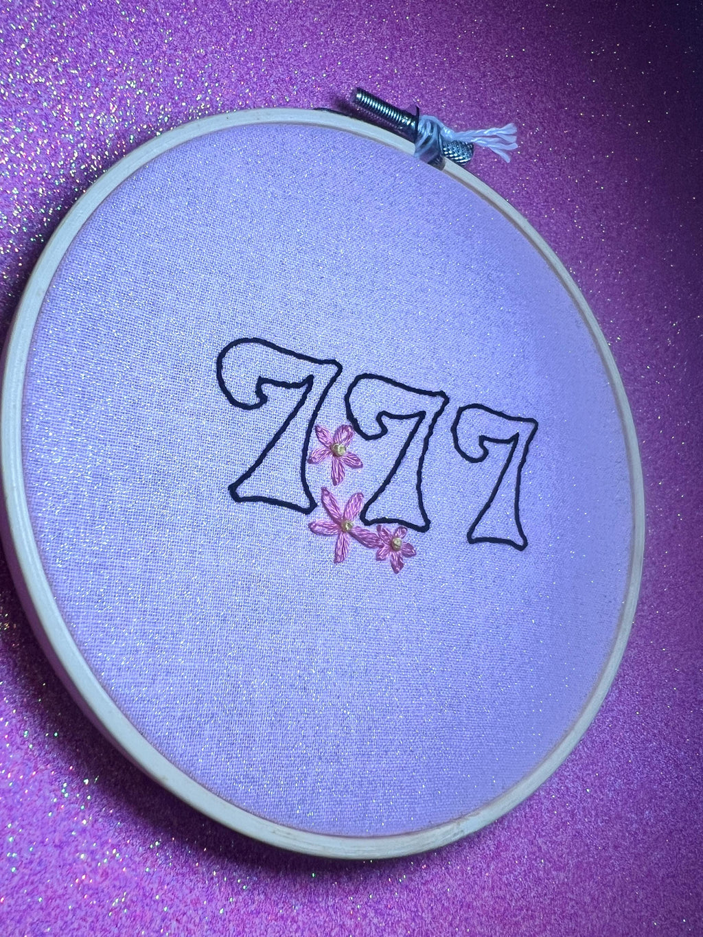 Angel Number 777 Finished Embroidery Hoop