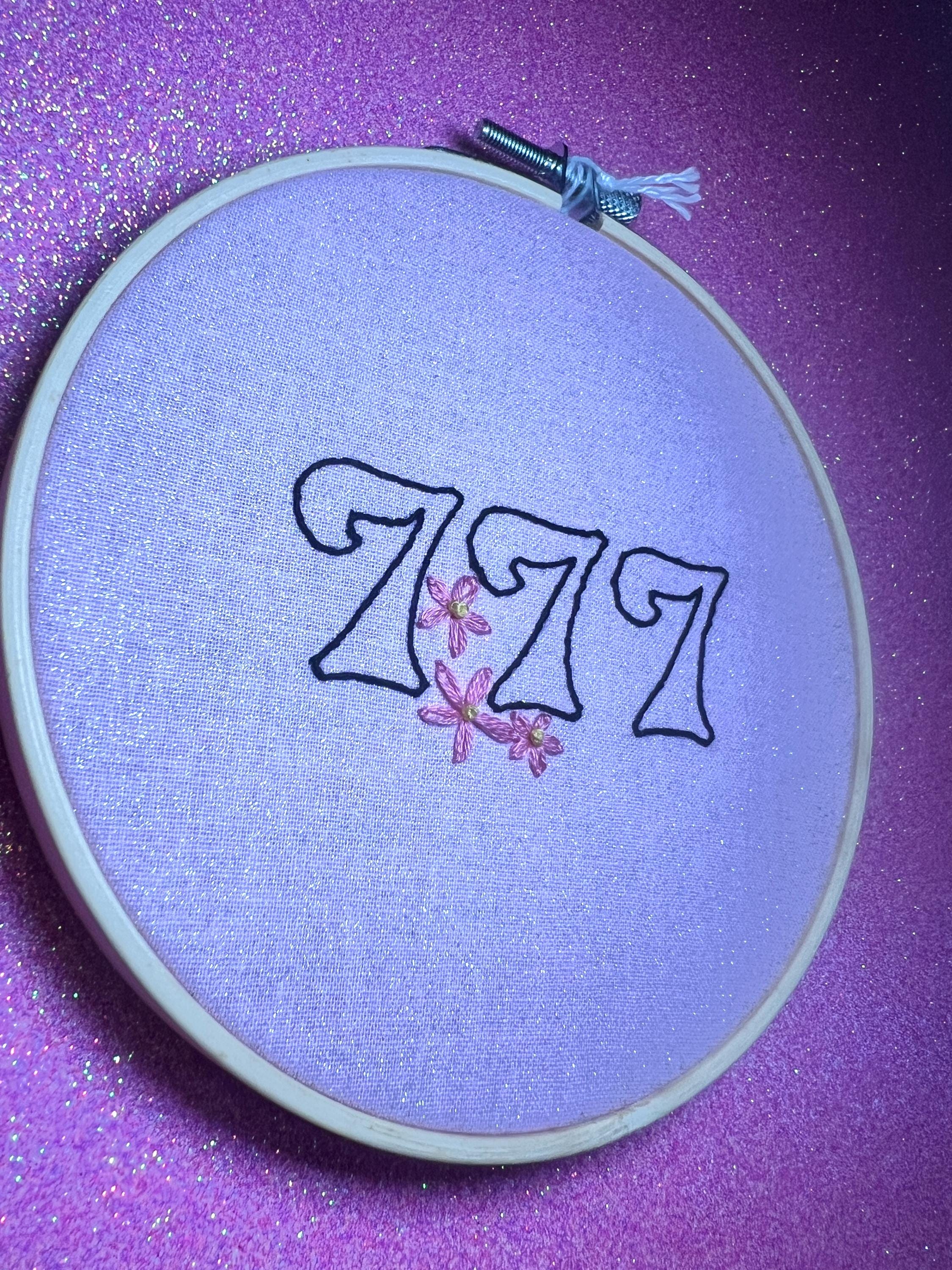 Angel Number 777 Finished Embroidery Hoop