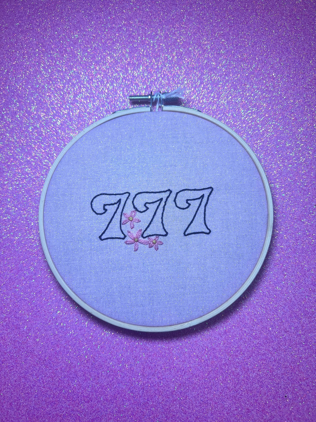 Angel Number 777 Finished Embroidery Hoop