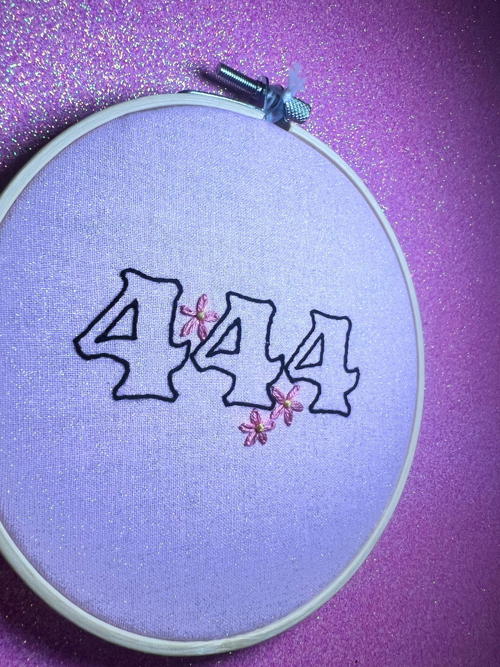 Angel Number 444 Finished Embroidery Hoop