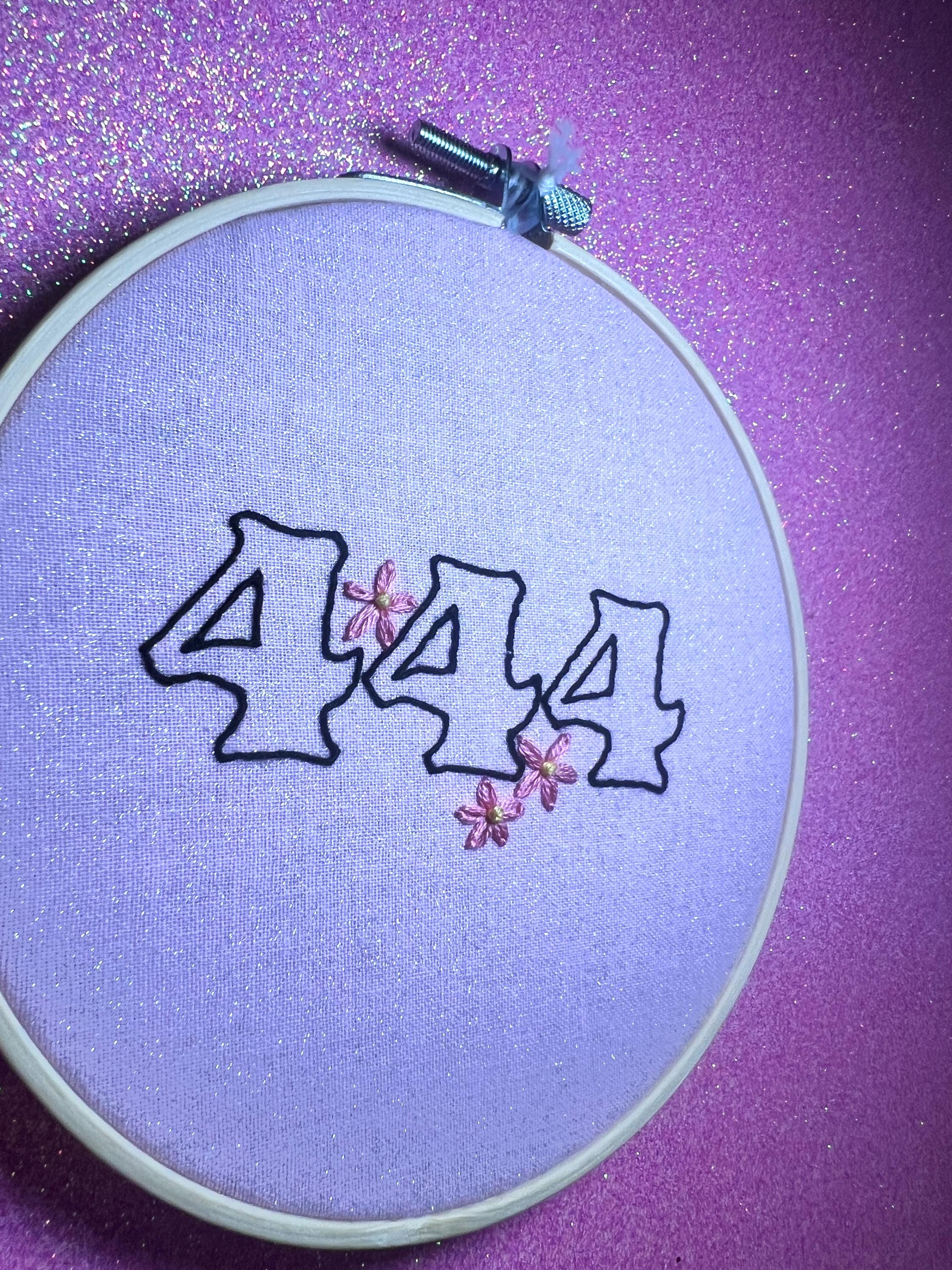 Angel Number 444 Finished Embroidery Hoop
