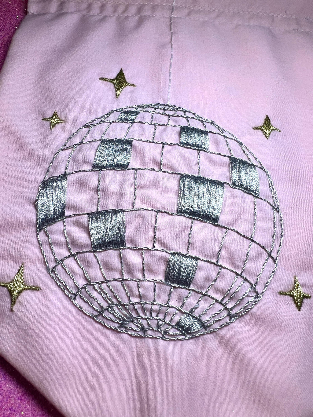 Mirrorball Metallic Disco Ball Embroidered Wall Hanging