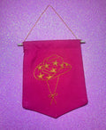 Neon Pink and Orange Star Cowboy Hat Finished Embroidered Wall Hanging