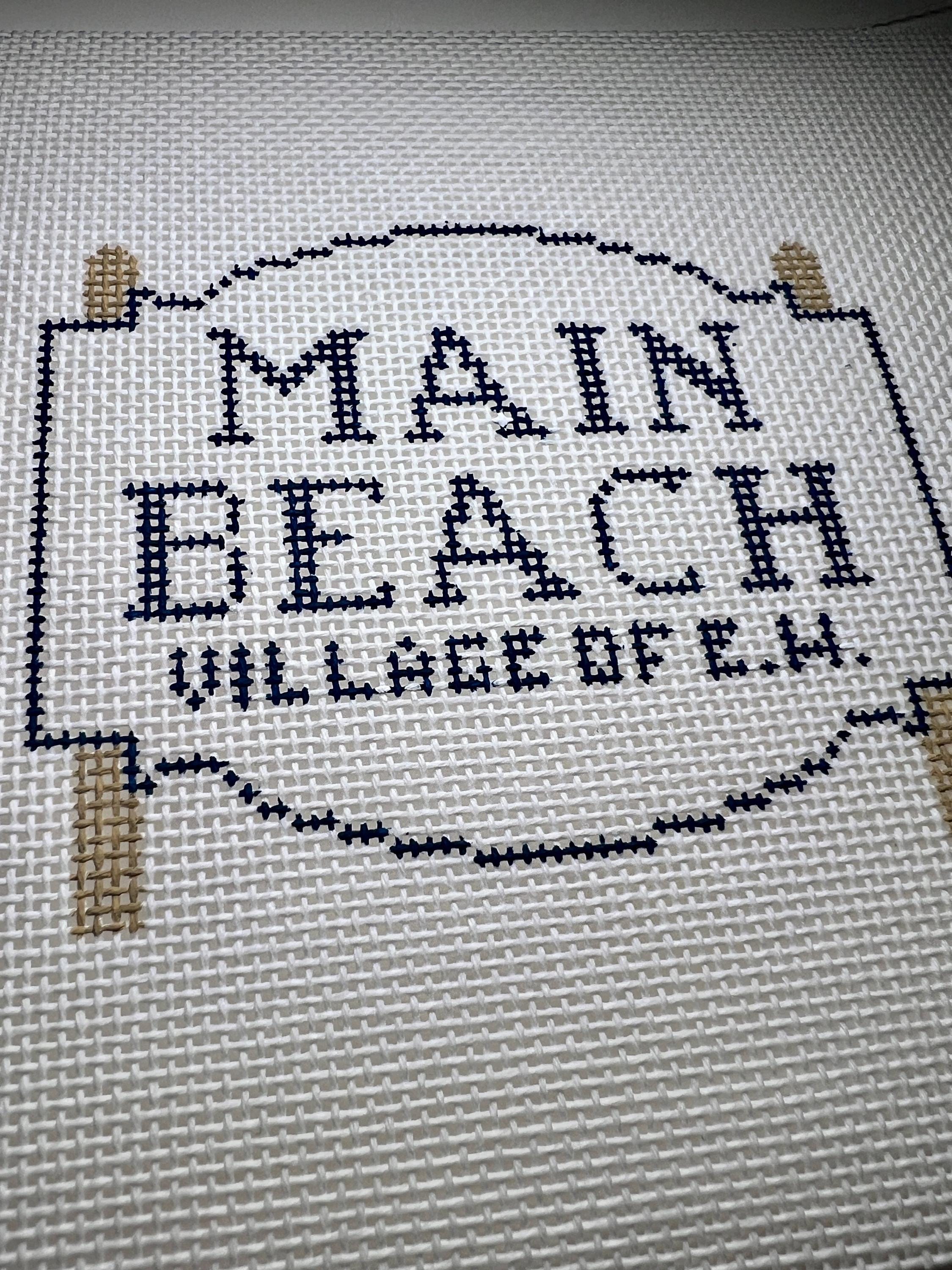 Main Beach East Hampton Sign Needlepoint Canvas