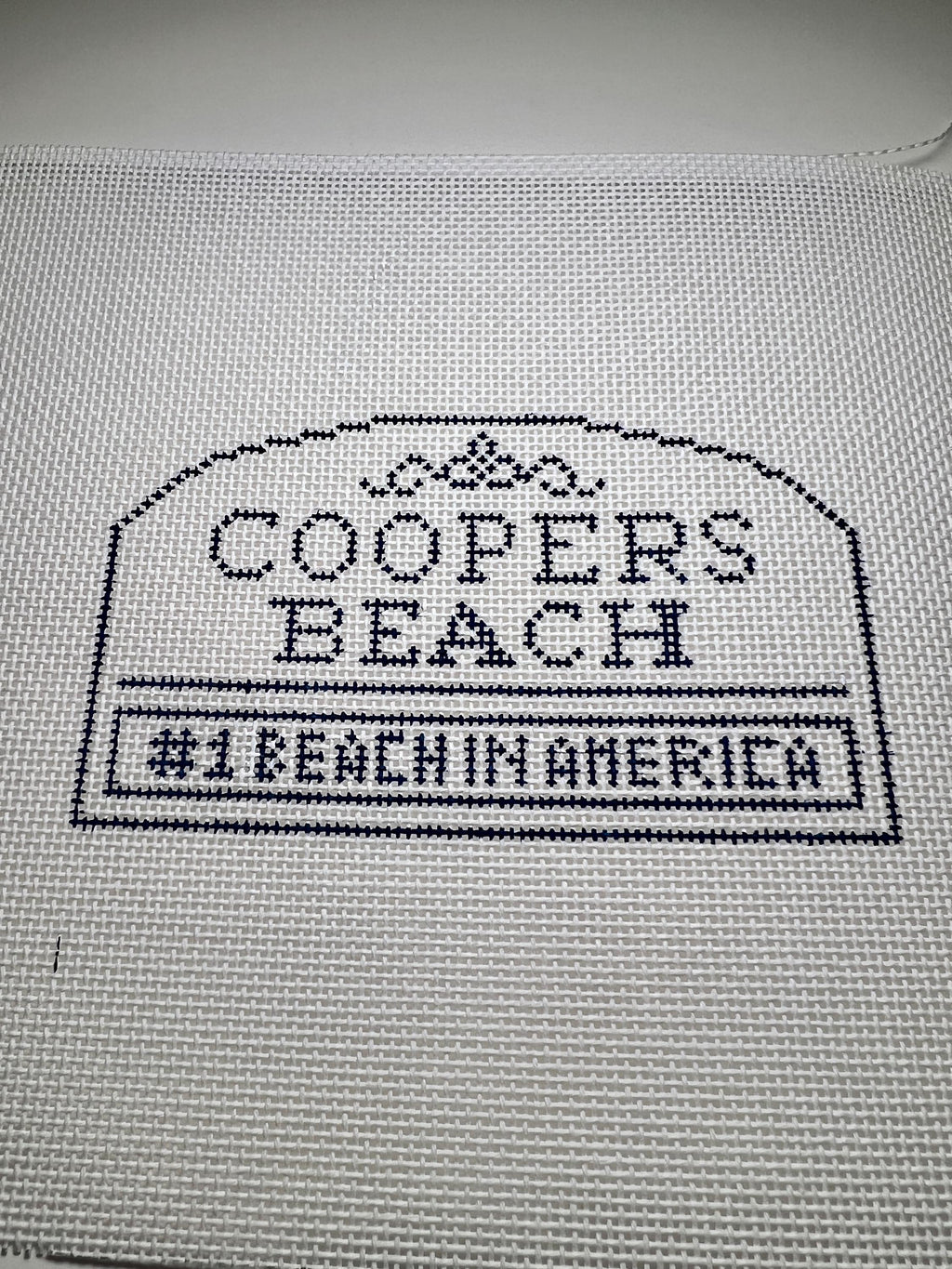 Cooper’s Beach Southampton NY Sign Needlepoint Canvas