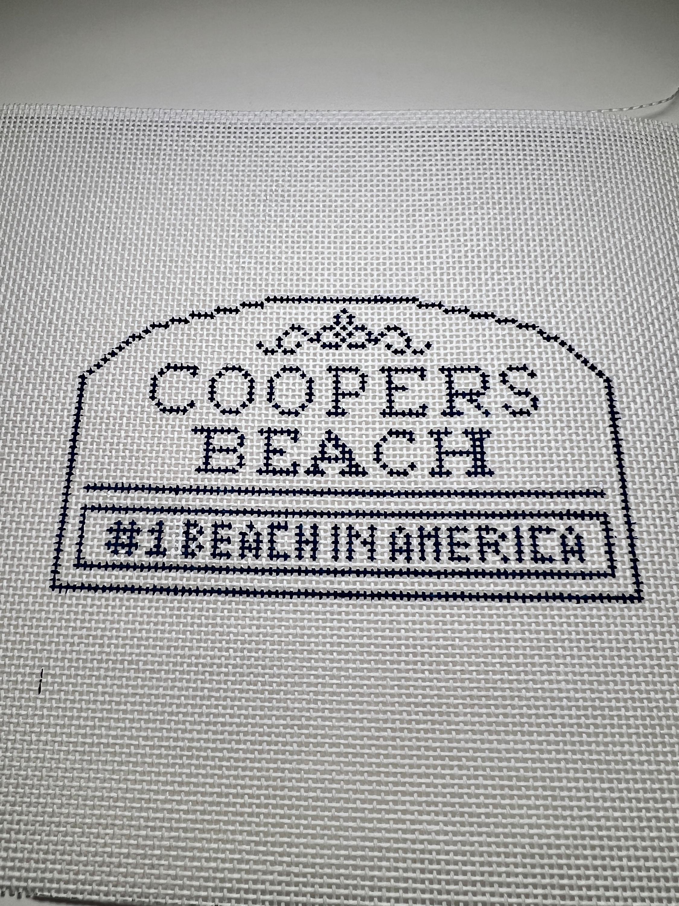 Cooper’s Beach Southampton NY Sign Needlepoint Canvas