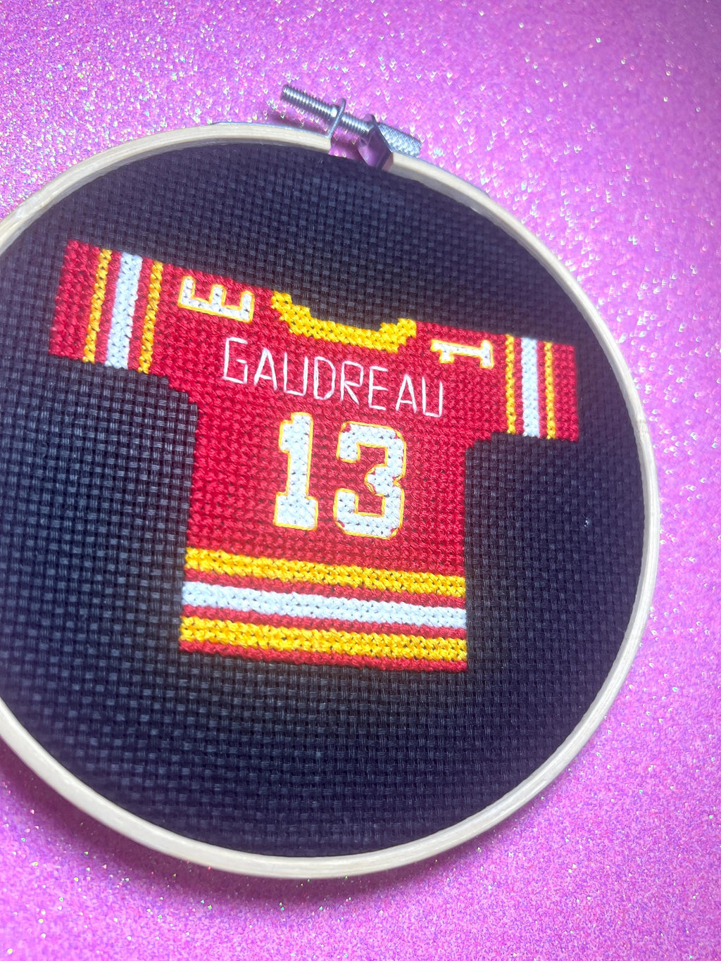 Johnny Gadreau Inspired Hockey Jersey Finished Cross Stitch